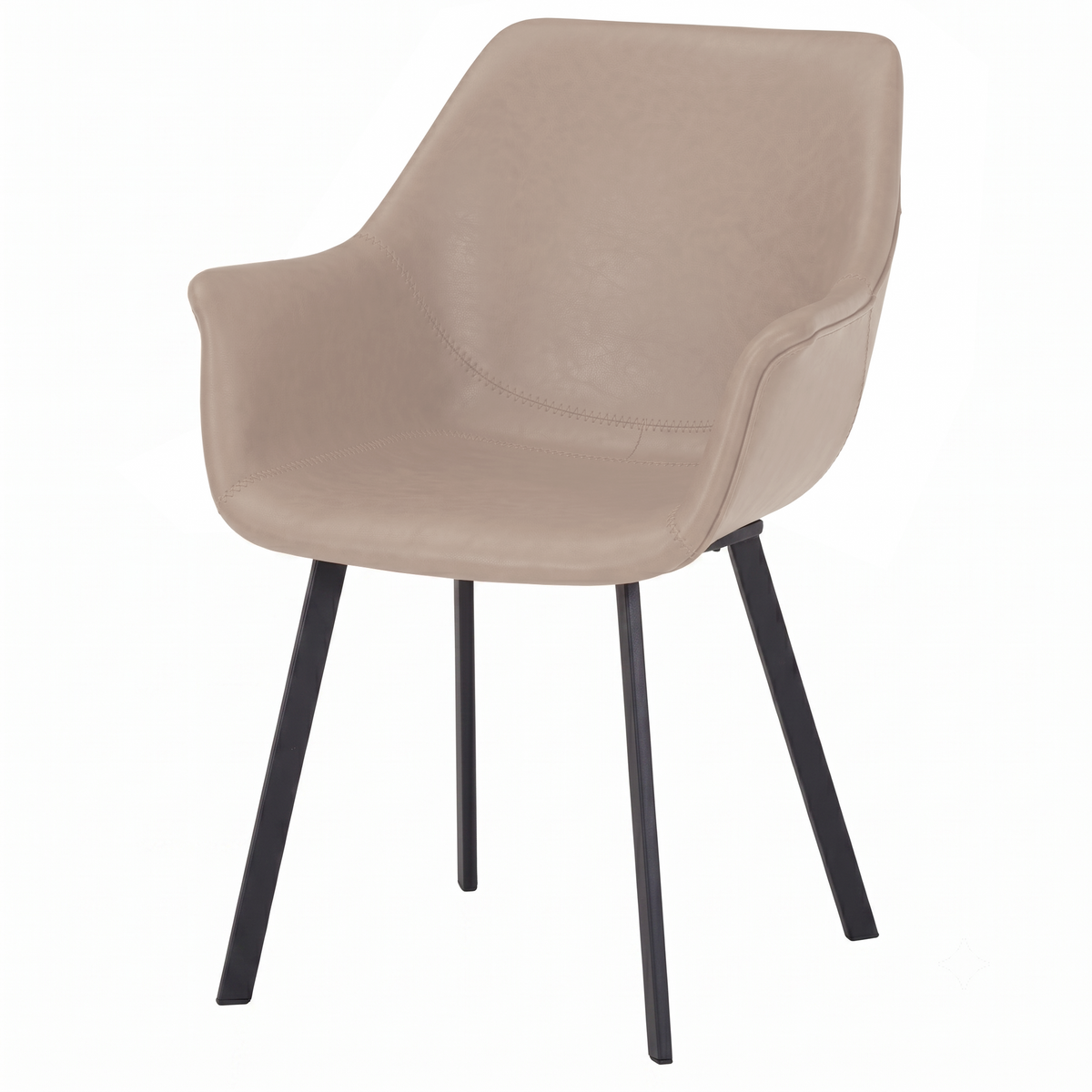 Markley Leather Dining Chair with Powder-Coated Iron Legs