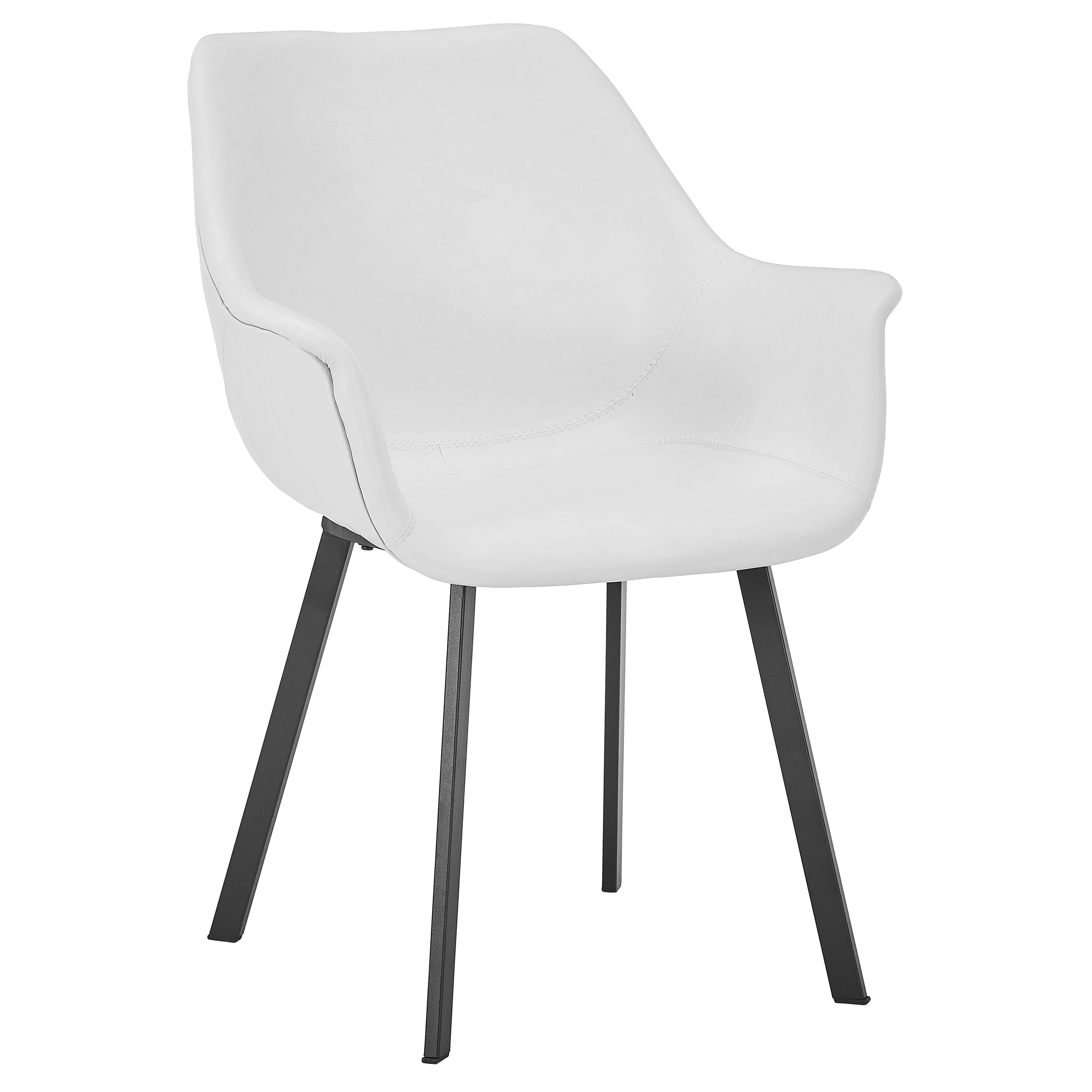 Markley Leather Dining Chair with Powder-Coated Iron Legs