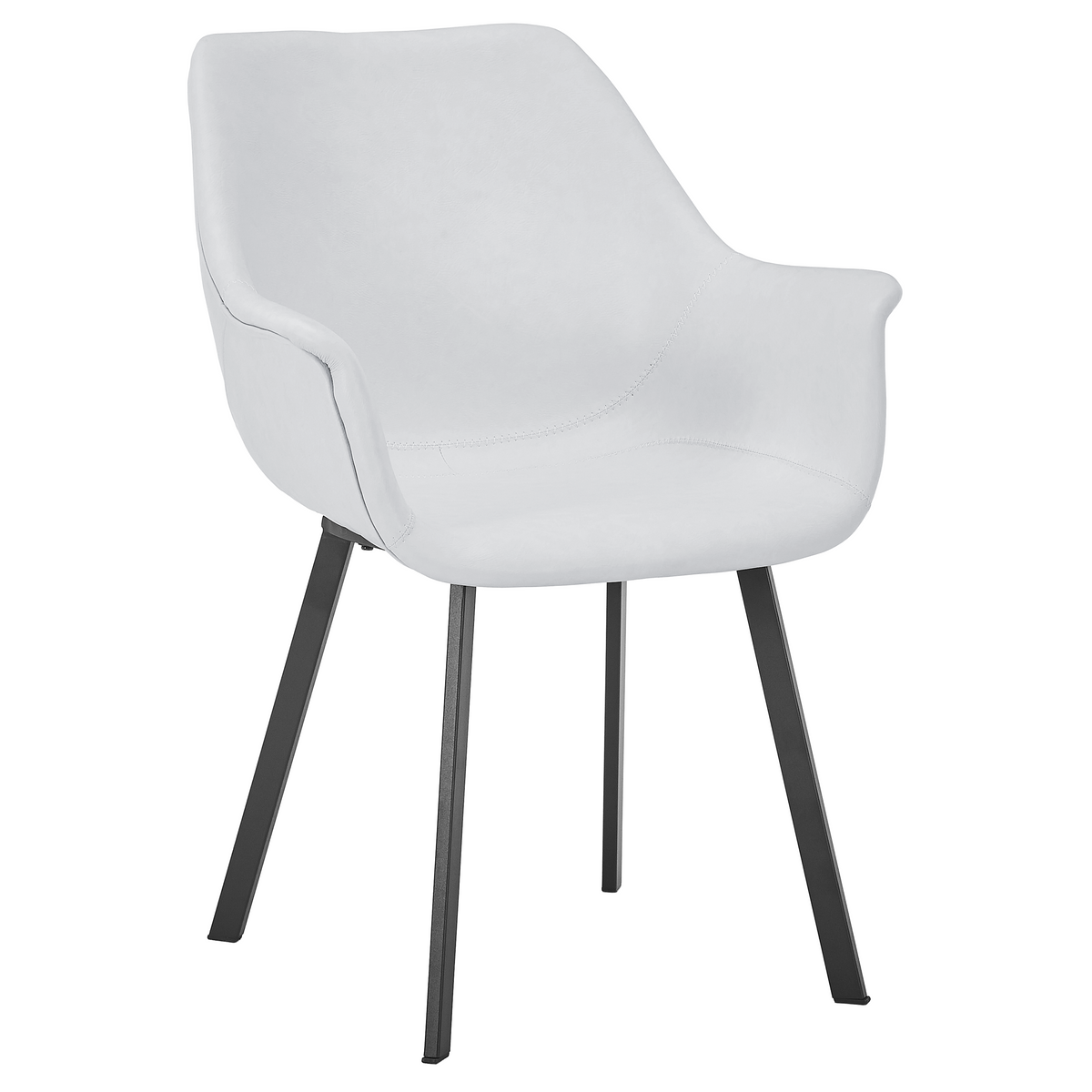 Markley Leather Dining Chair with Powder-Coated Iron Legs