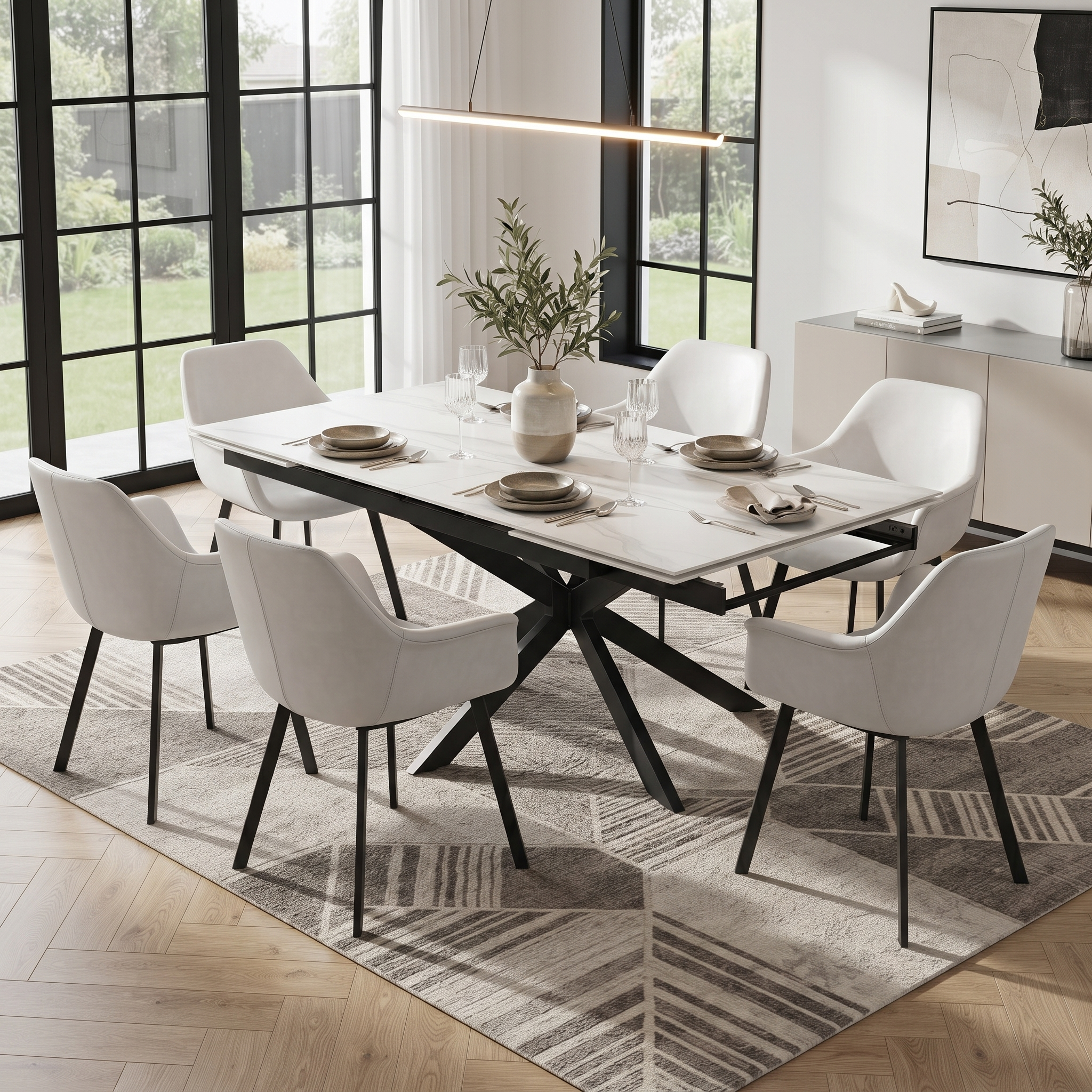 Markley Leather Dining Chair with Powder-Coated Iron Legs