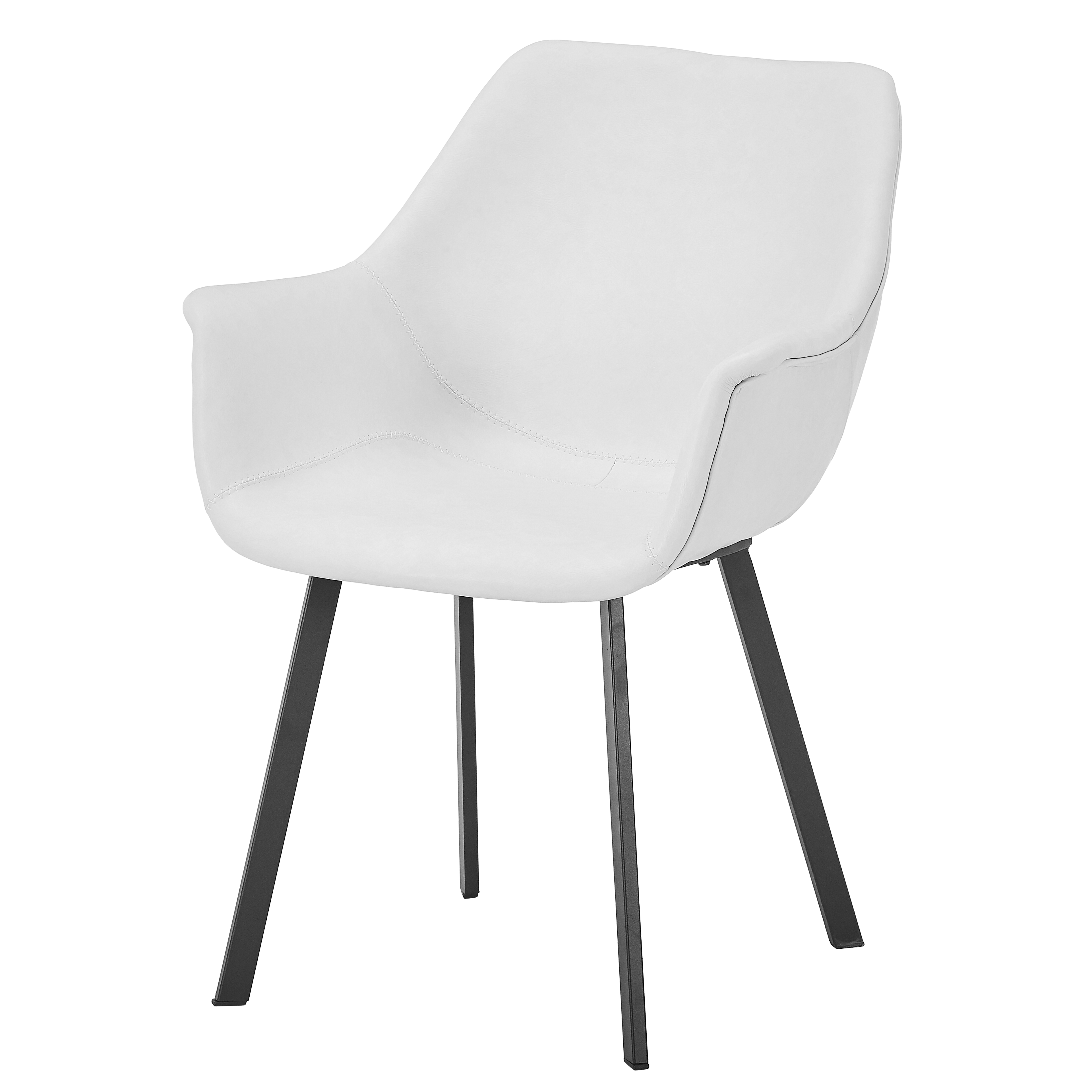 Markley Leather Dining Chair with Powder-Coated Iron Legs
