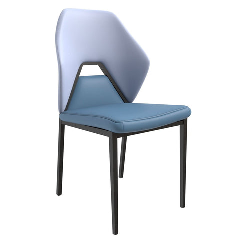 LeisureMod ECLAT Dining Chair with Upholstered Leather Seat and Back in Black Iron