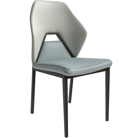 LeisureMod ECLAT Dining Chair with Upholstered Leather Seat and Back in Black Iron