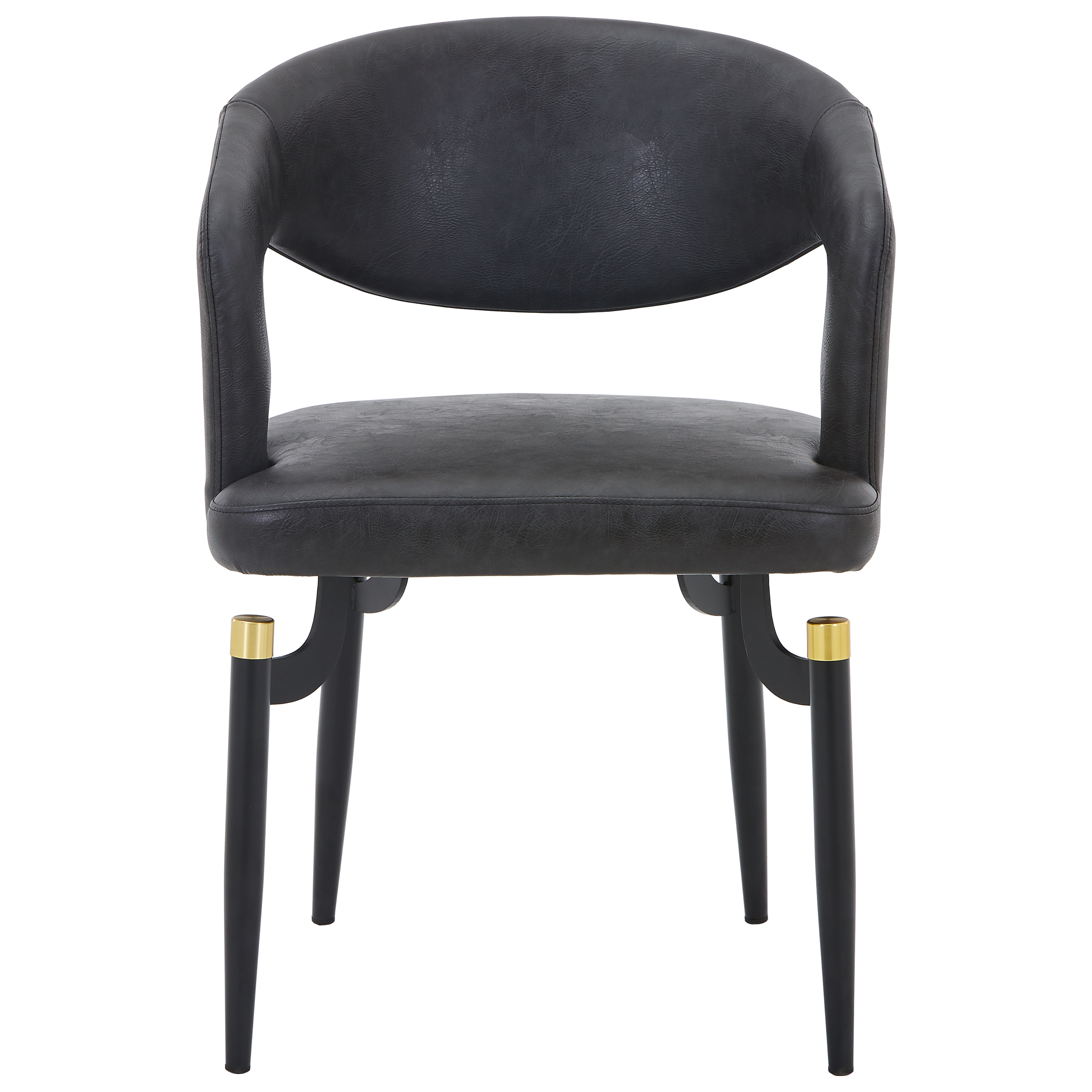 Entice Leather Dining Chair with Curved Open Back and Iron Legs