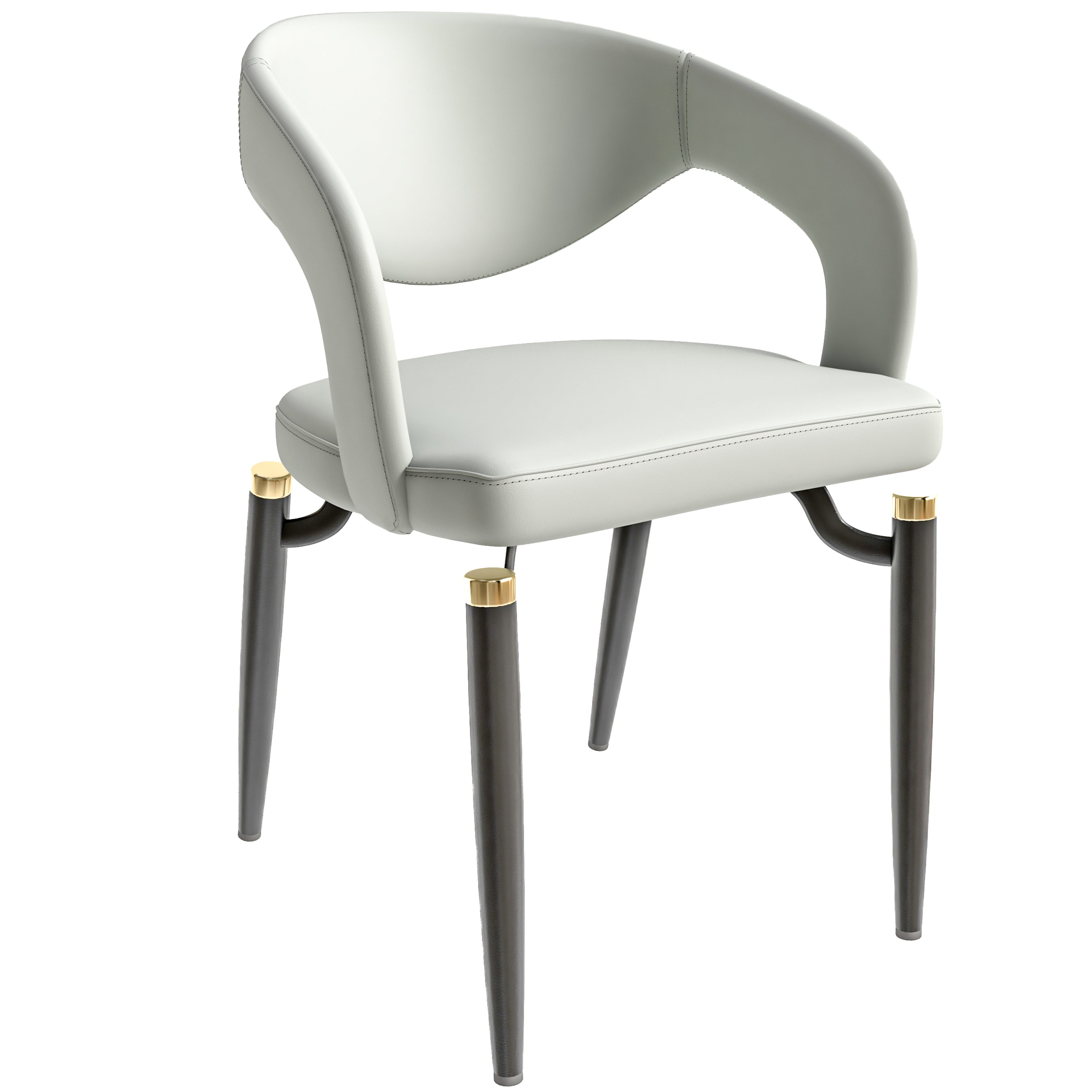 Entice Leather Dining Chair with Curved Open Back and Iron Legs
