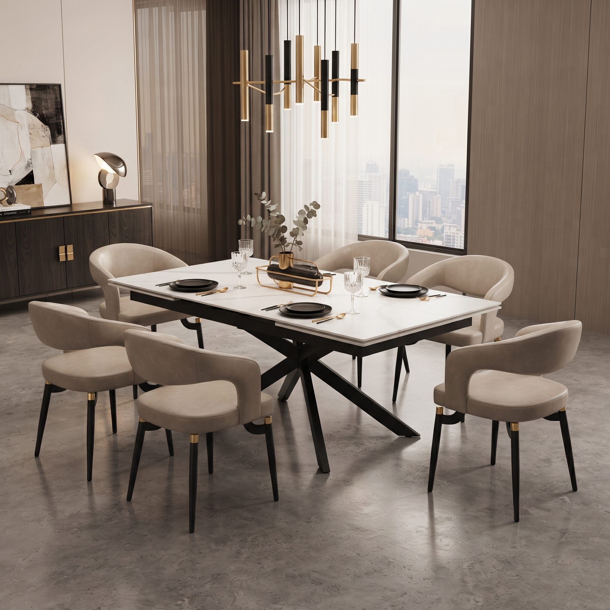 Entice Leather Dining Chair with Curved Open Back and Iron Legs