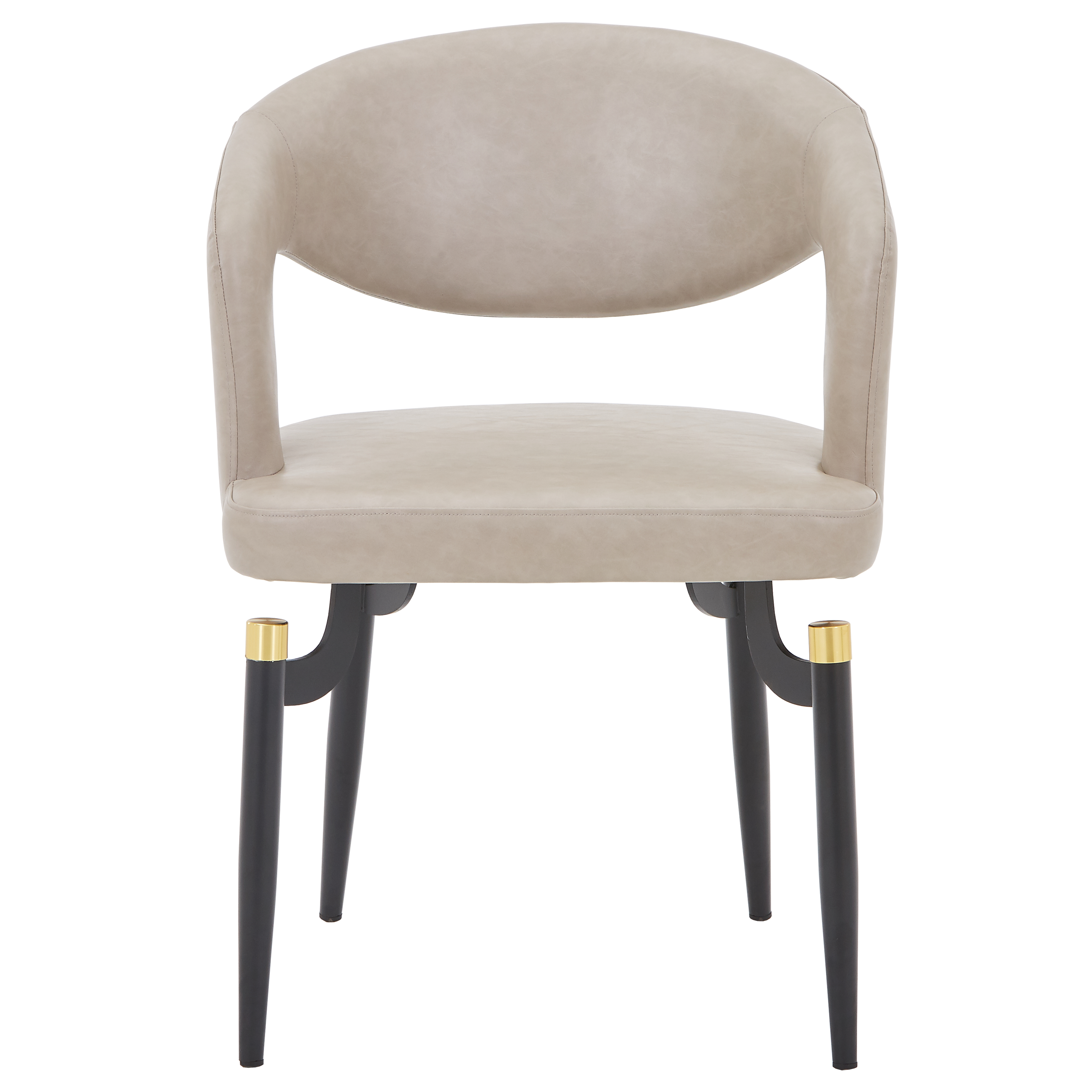 Entice Leather Dining Chair with Curved Open Back and Iron Legs