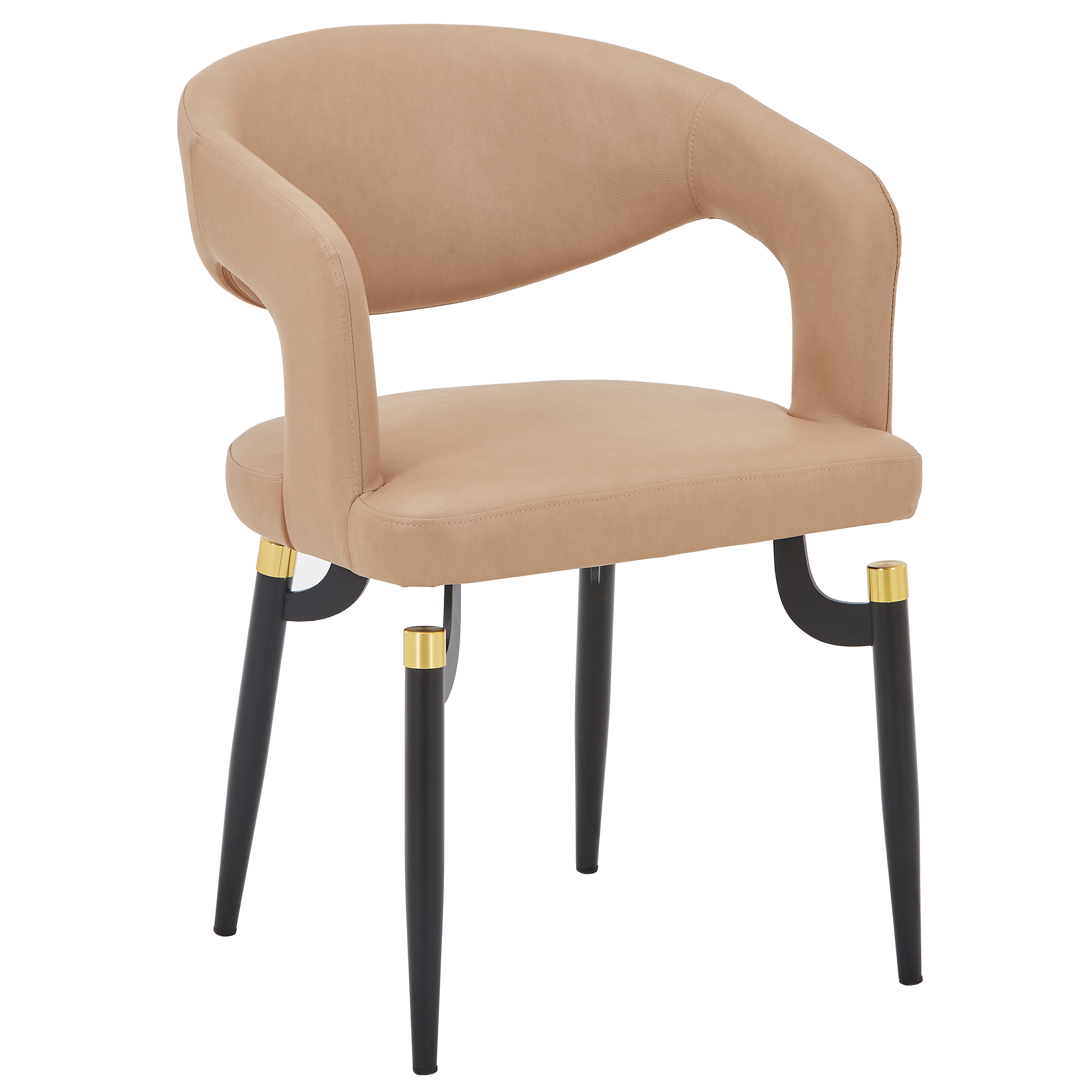 Entice Leather Dining Chair with Curved Open Back and Iron Legs