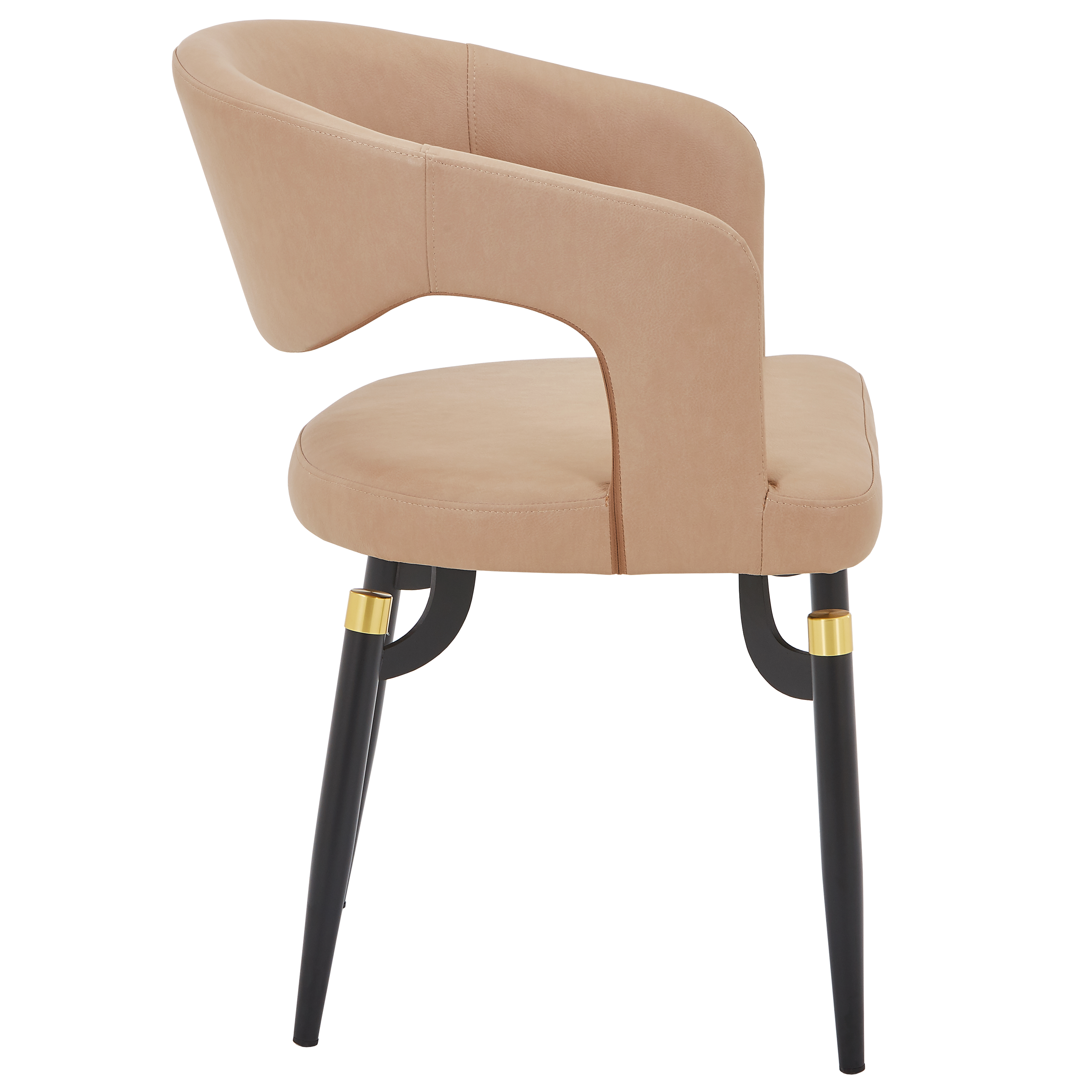Entice Leather Dining Chair with Curved Open Back and Iron Legs