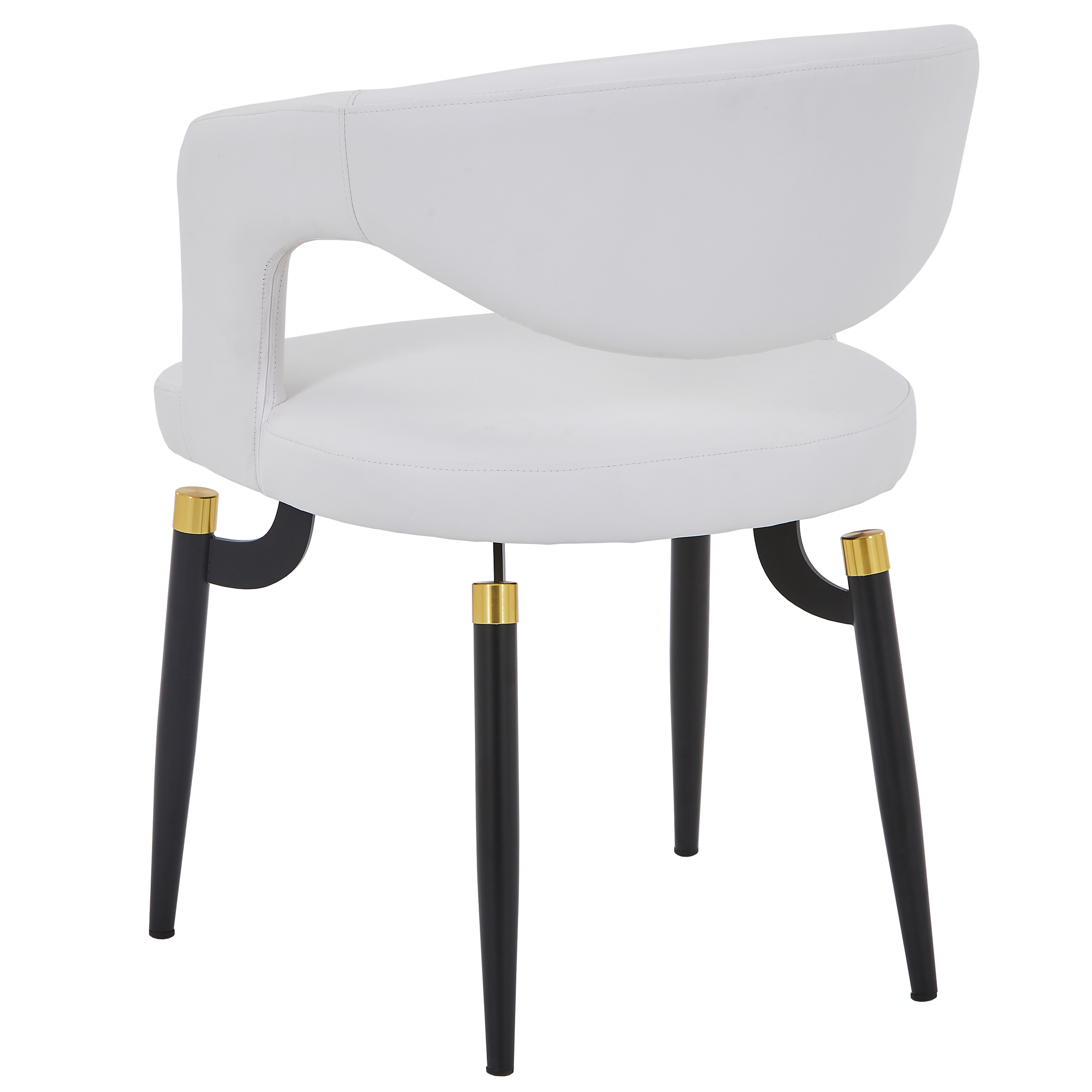 Entice Leather Dining Chair with Curved Open Back and Iron Legs