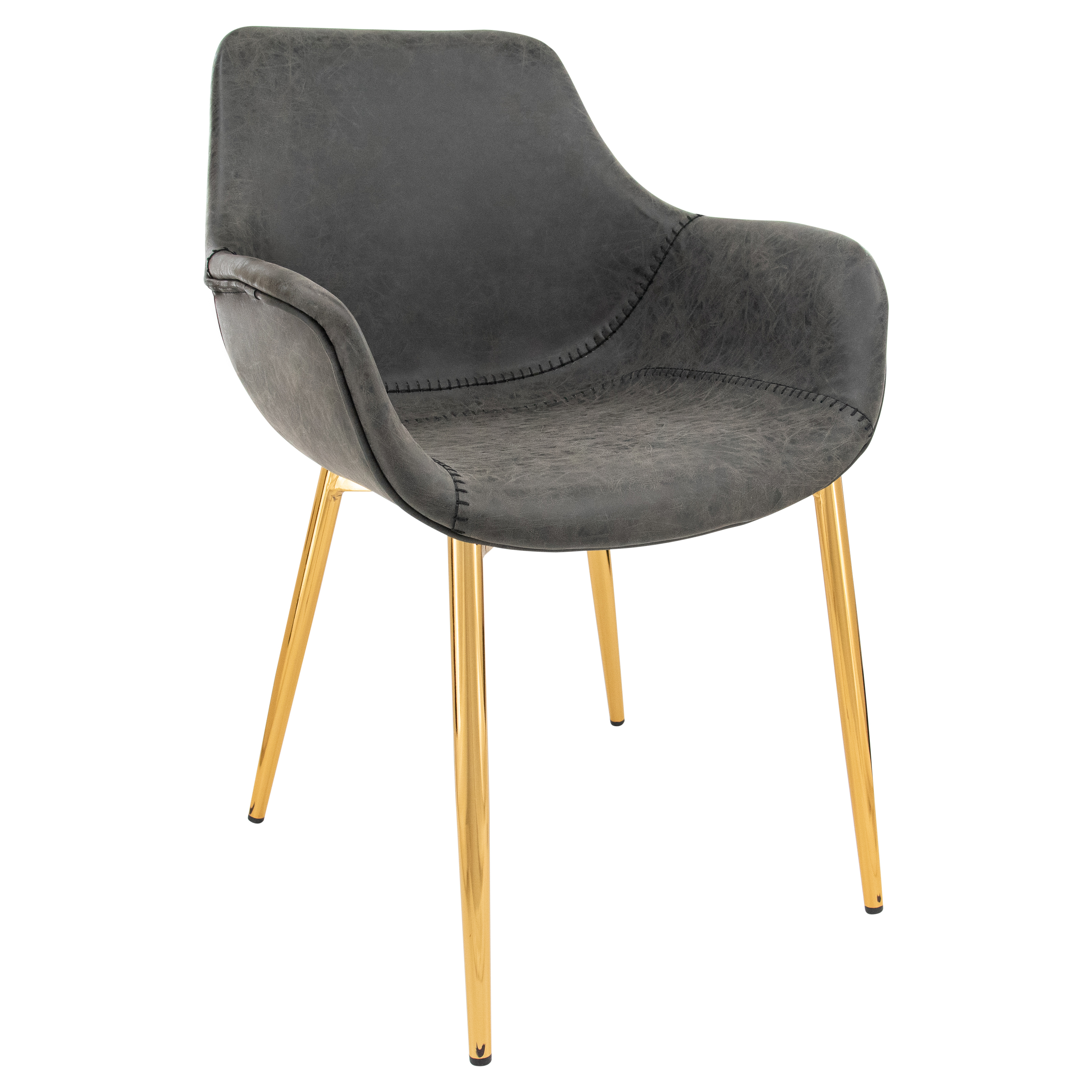 Markley Leather Dining Chair with Powder-Coated Iron Legs