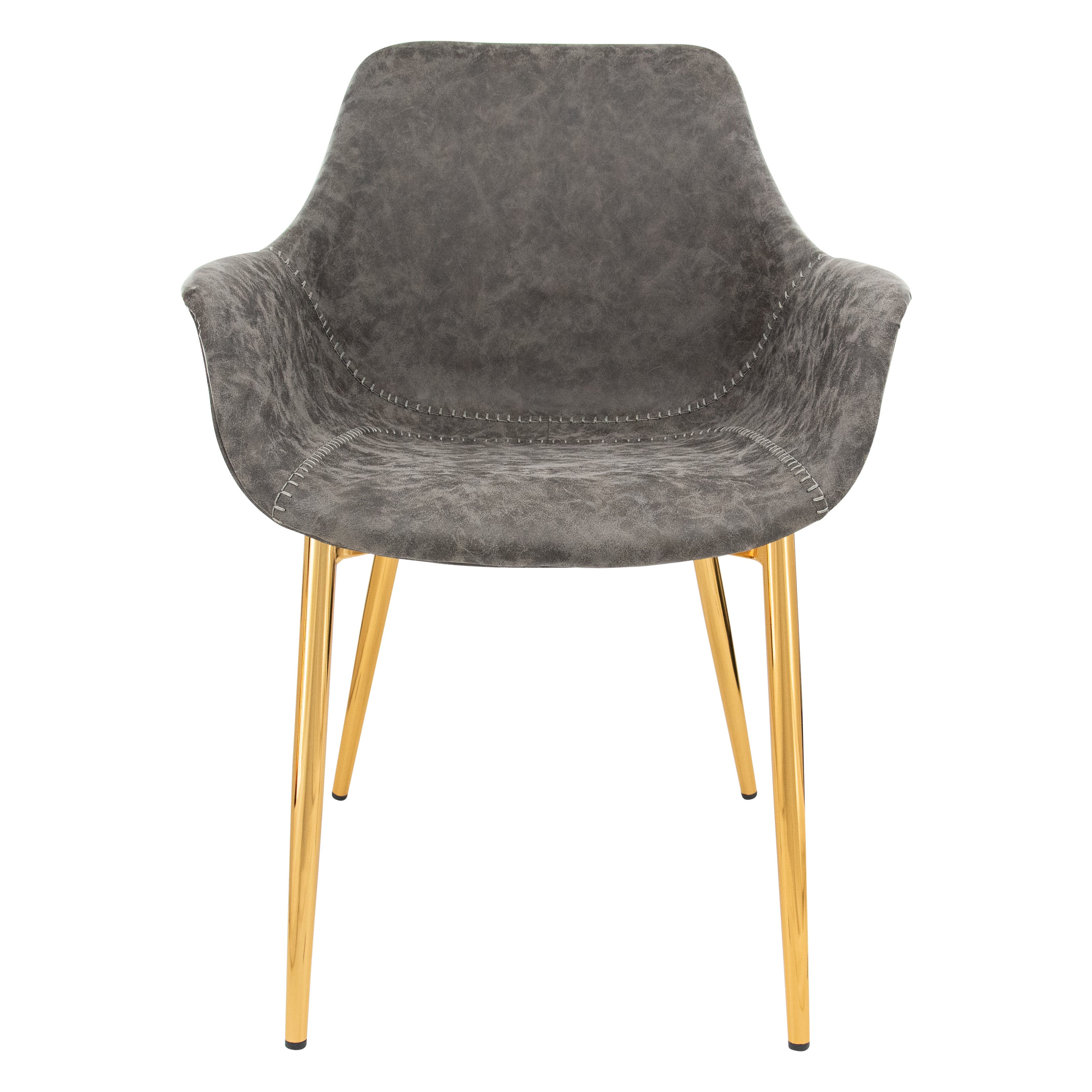 Markley Leather Dining Chair with Powder-Coated Iron Legs
