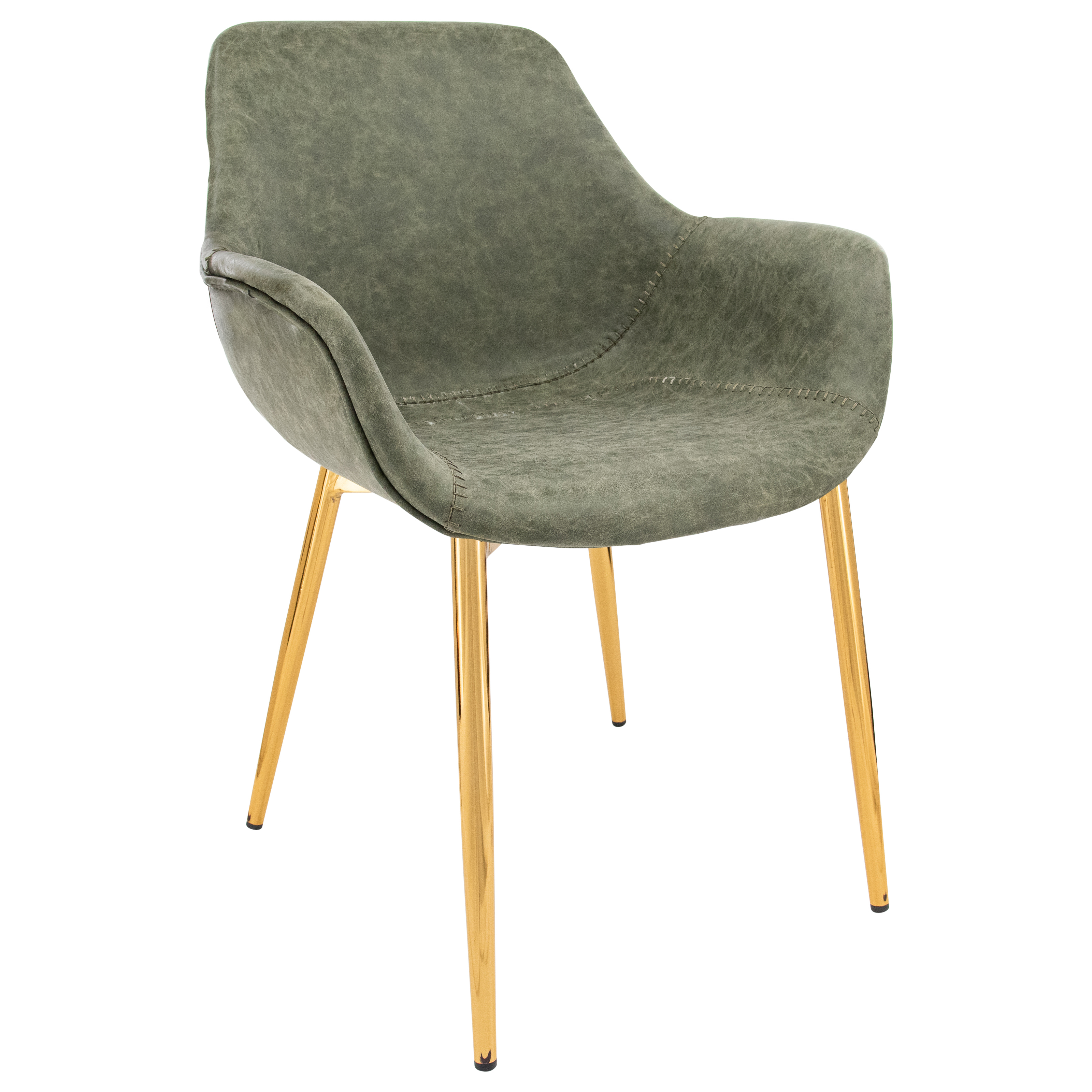Markley Leather Dining Chair with Powder-Coated Iron Legs