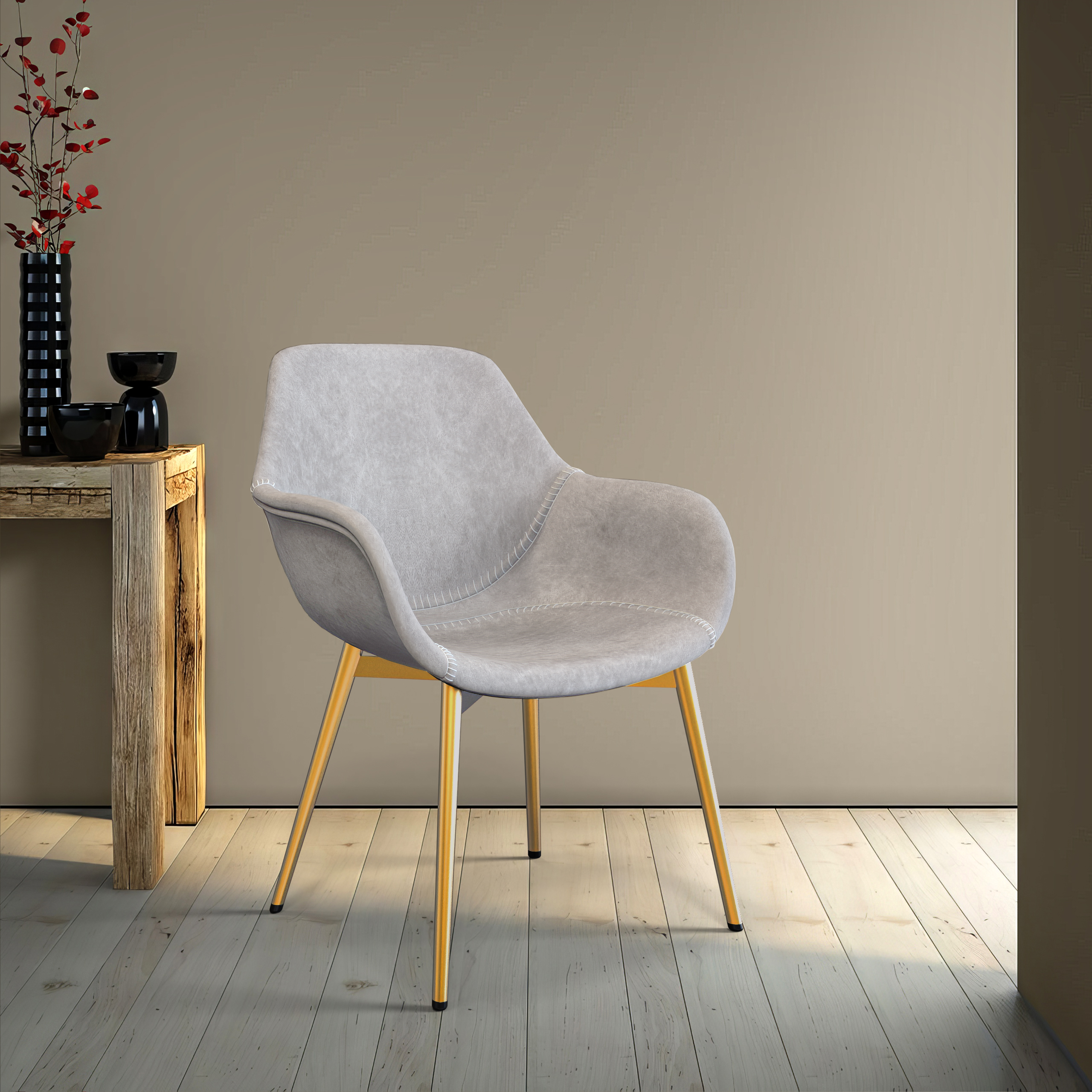 Markley Leather Dining Chair with Powder-Coated Iron Legs