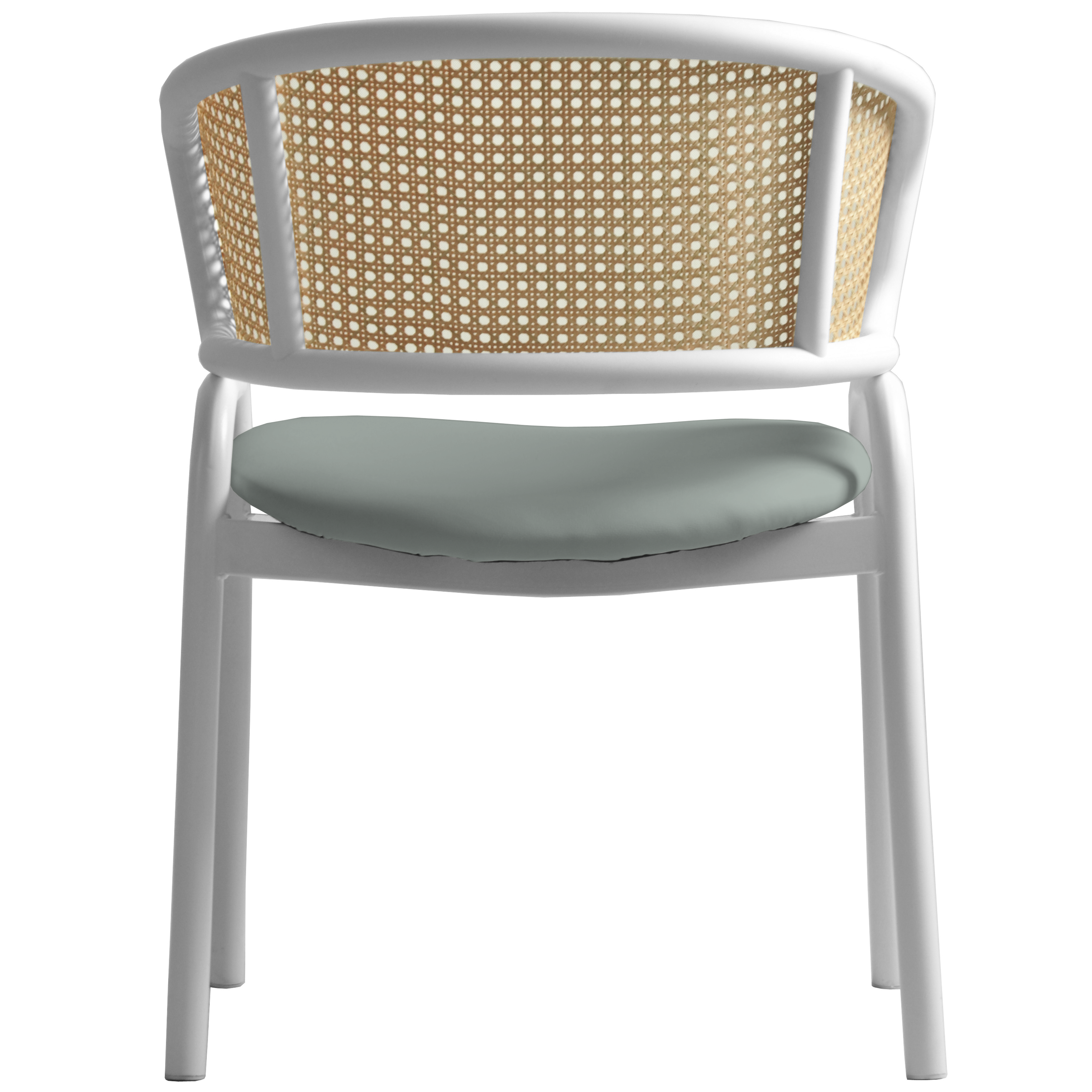 Ervilla Leather Dining Armchair in Black/White Stainless Steel Base With Wicker Back