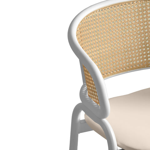 Ervilla Modern Dining Chair with White Frame and Steel Legs Set of 4