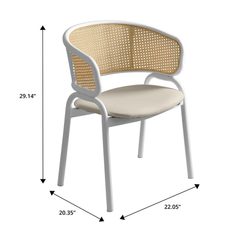Ervilla Modern Dining Chair with White Frame and Steel Legs Set of 4