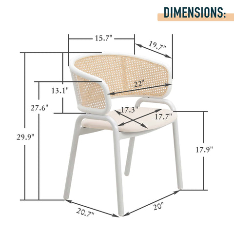 Ervilla Modern Dining Chair with White Frame and Steel Legs Set of 4