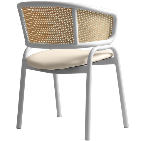 Ervilla Modern Dining Chair with White Frame and Steel Legs Set of 4