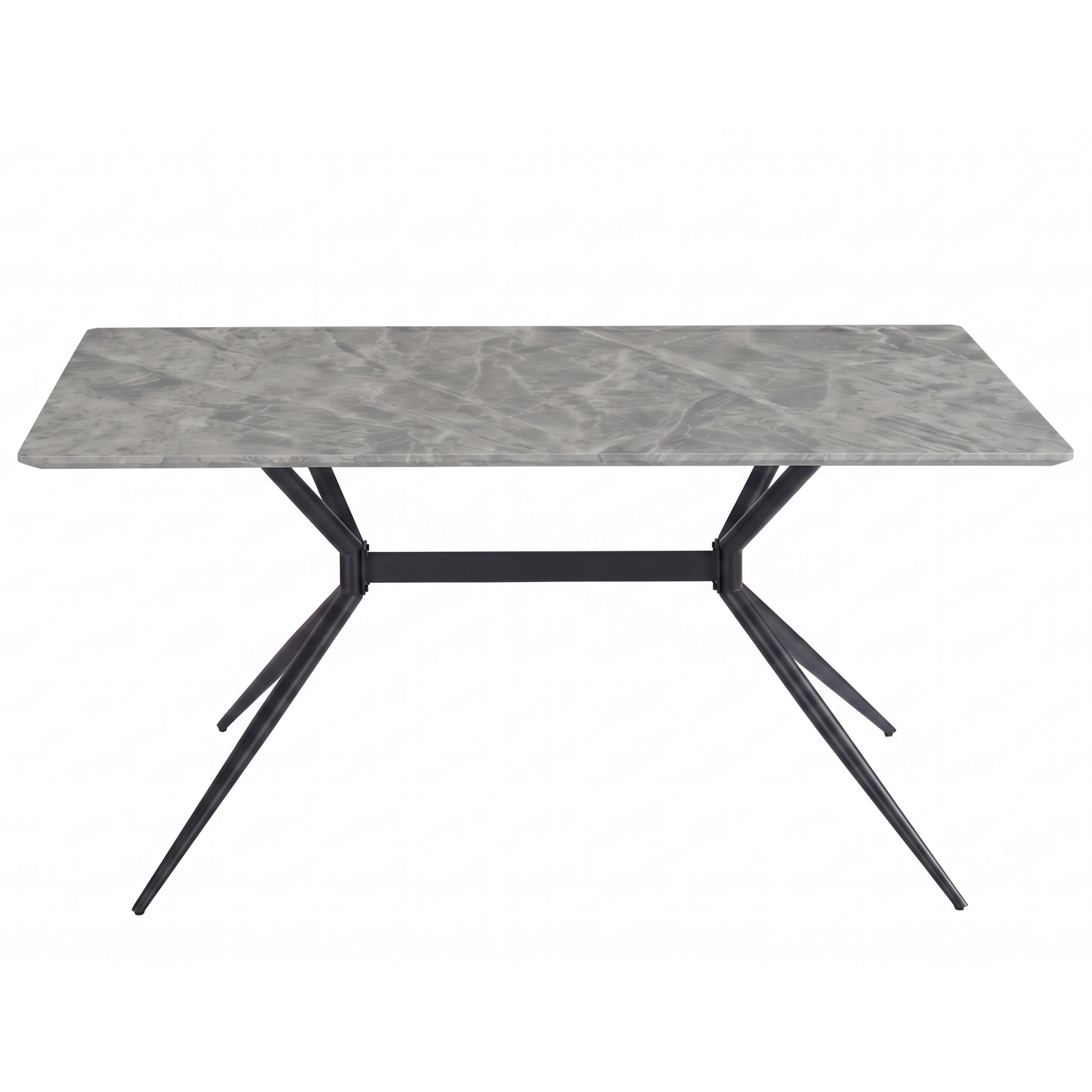 Elega Rectangular Dining Table with Sintered Stone Top and Black Powder Coated Steel Base