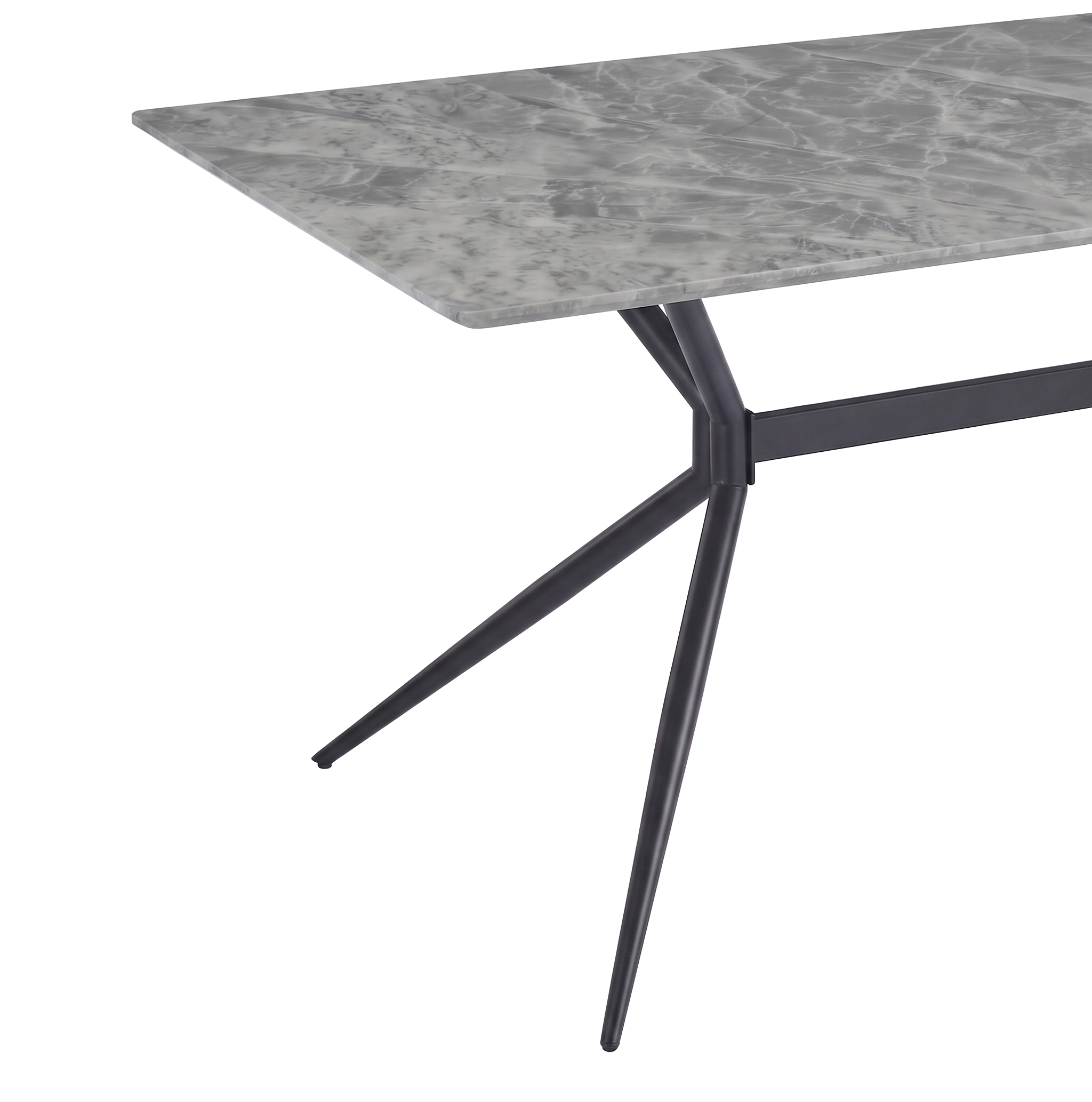 Elega Rectangular Dining Table with Sintered Stone Top and Black Powder Coated Steel Base