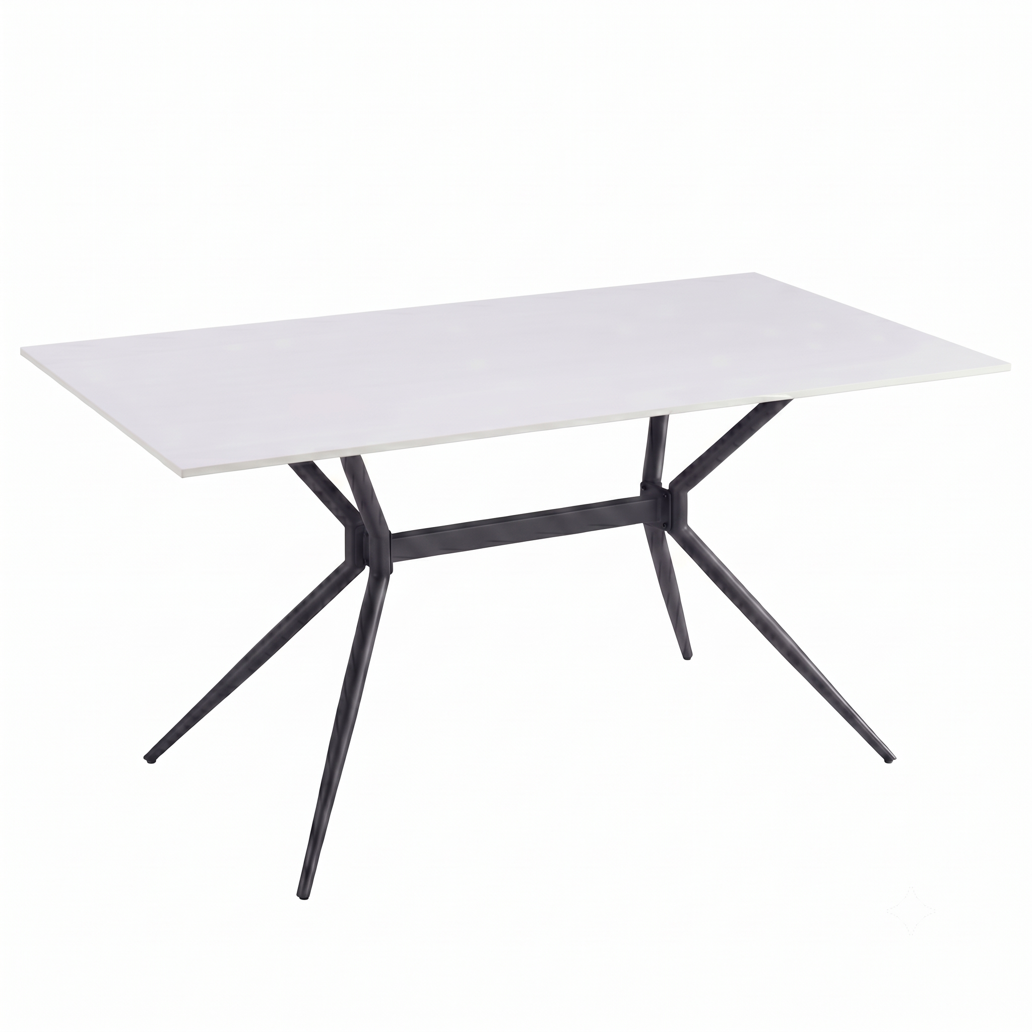 Elega Rectangular Dining Table with Sintered Stone Top and Black Powder Coated Steel Base