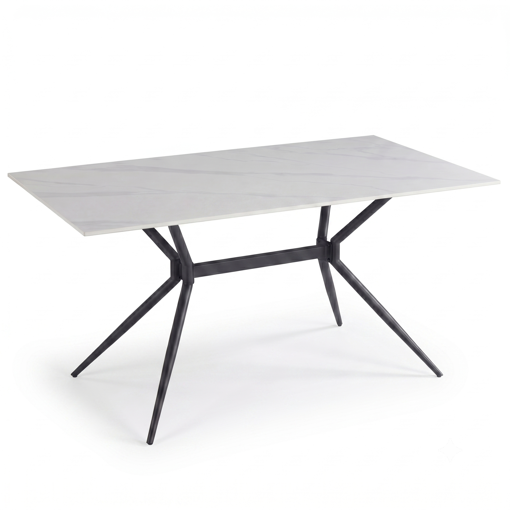 Elega Rectangular Dining Table with Sintered Stone Top and Black Powder Coated Steel Base