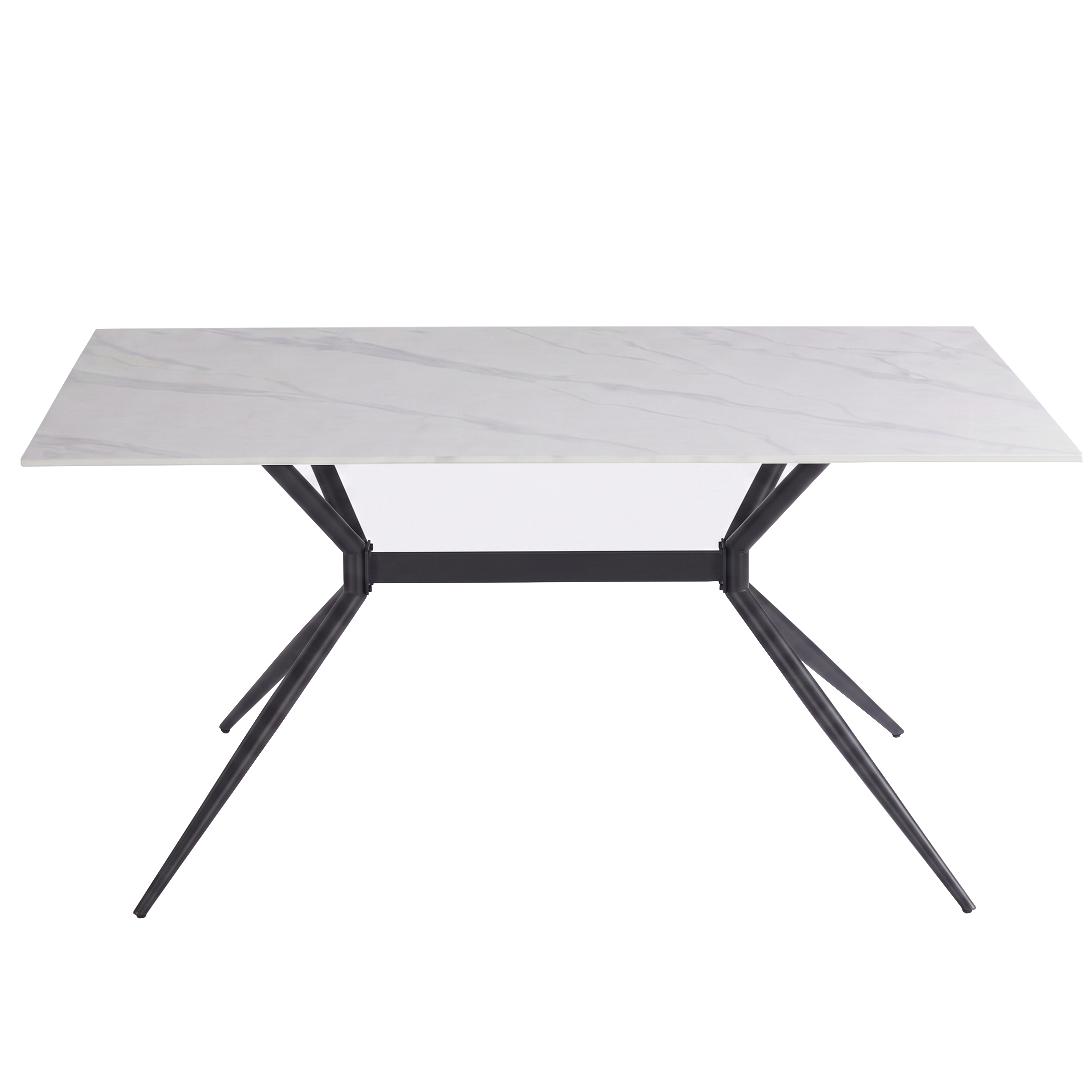 Elega Rectangular Dining Table with Sintered Stone Top and Black Powder Coated Steel Base