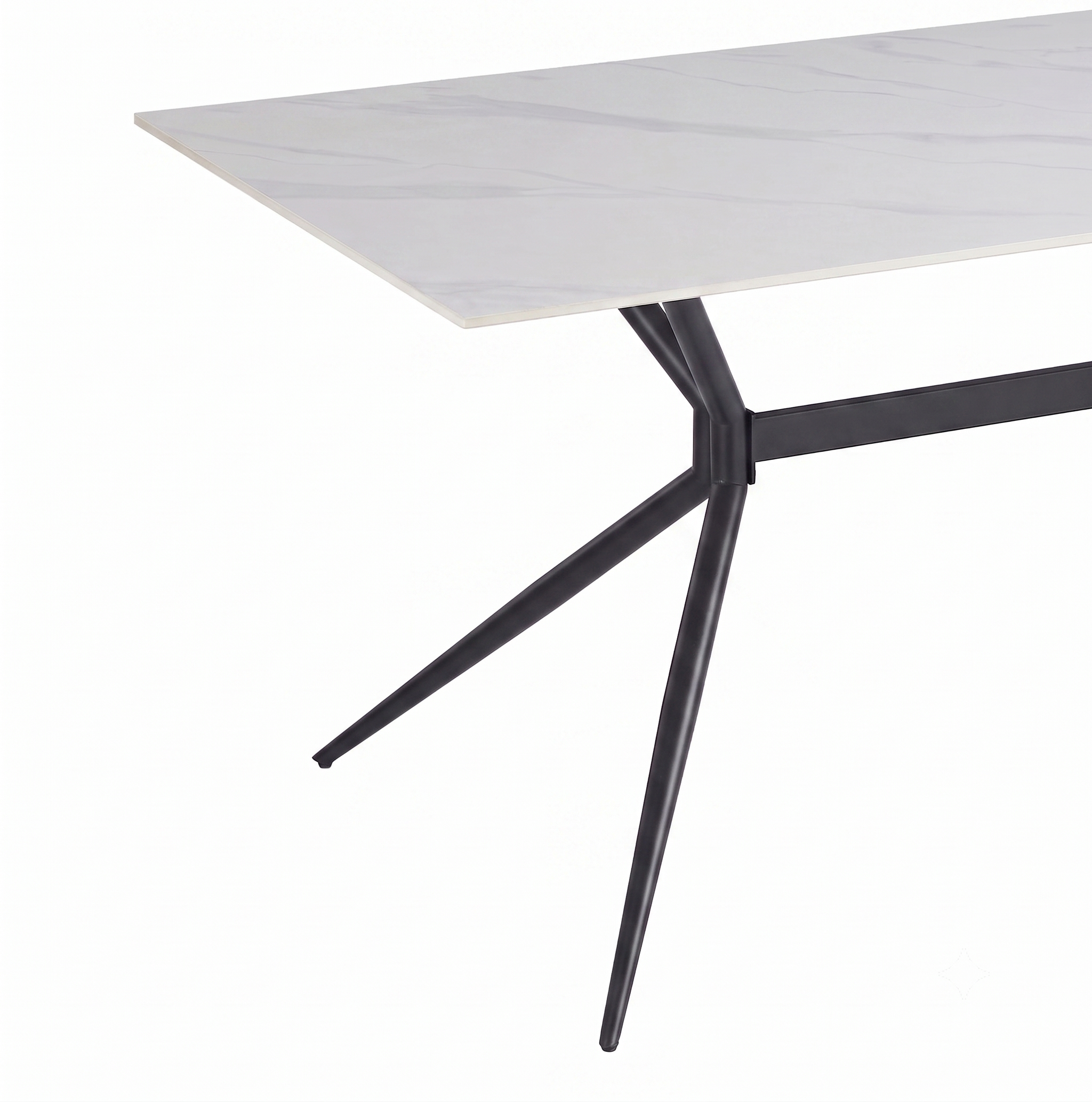 Elega Rectangular Dining Table with Sintered Stone Top and Black Powder Coated Steel Base