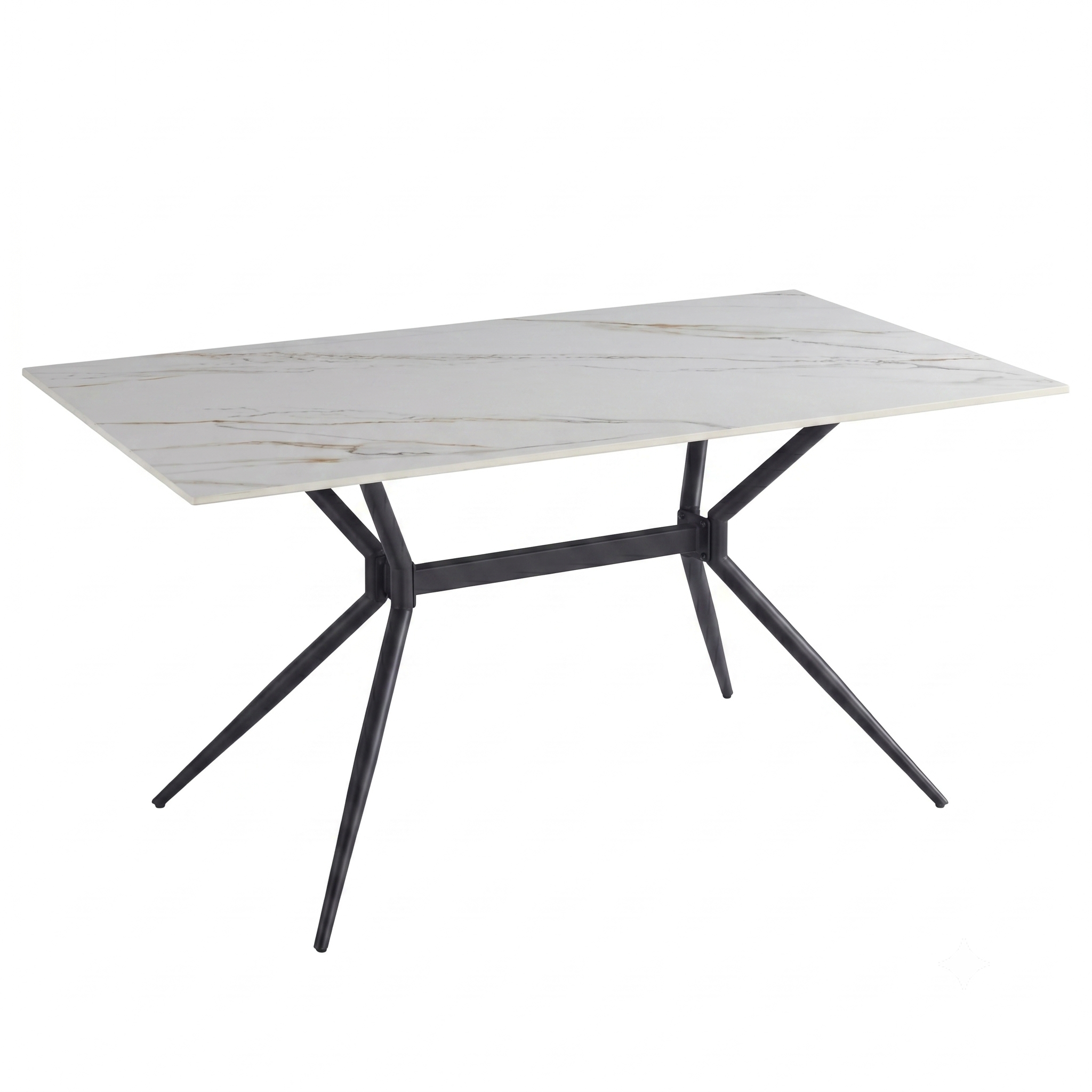 Elega Rectangular Dining Table with Sintered Stone Top and Black Powder Coated Steel Base