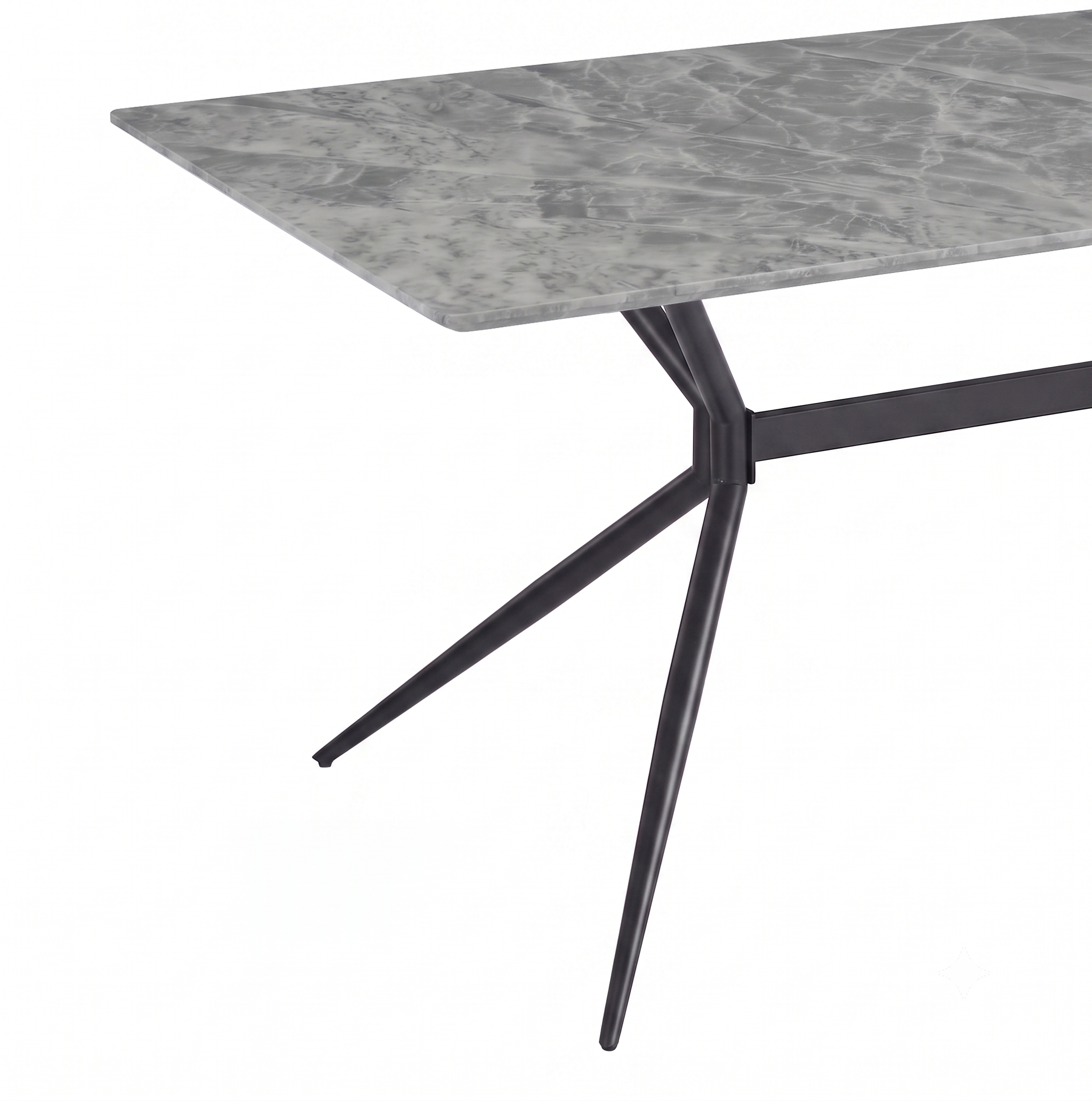 Elega Rectangular Dining Table with Sintered Stone Top and Black Steel Base