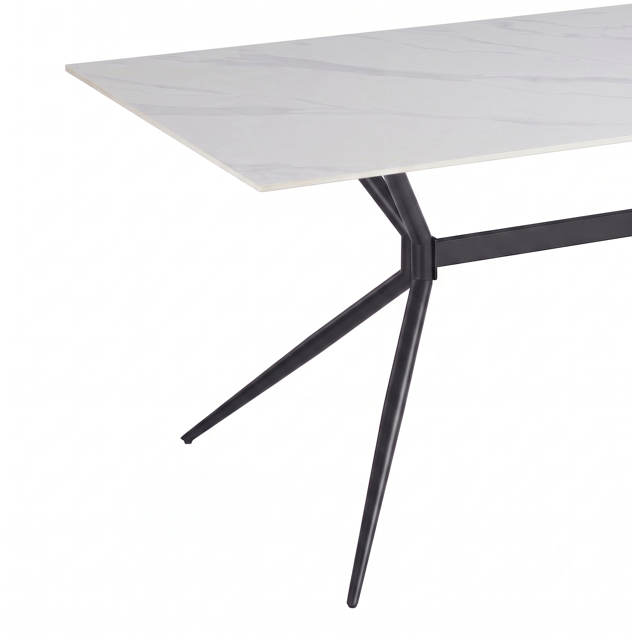 Elega Rectangular Dining Table with Sintered Stone Top and Black Steel Base