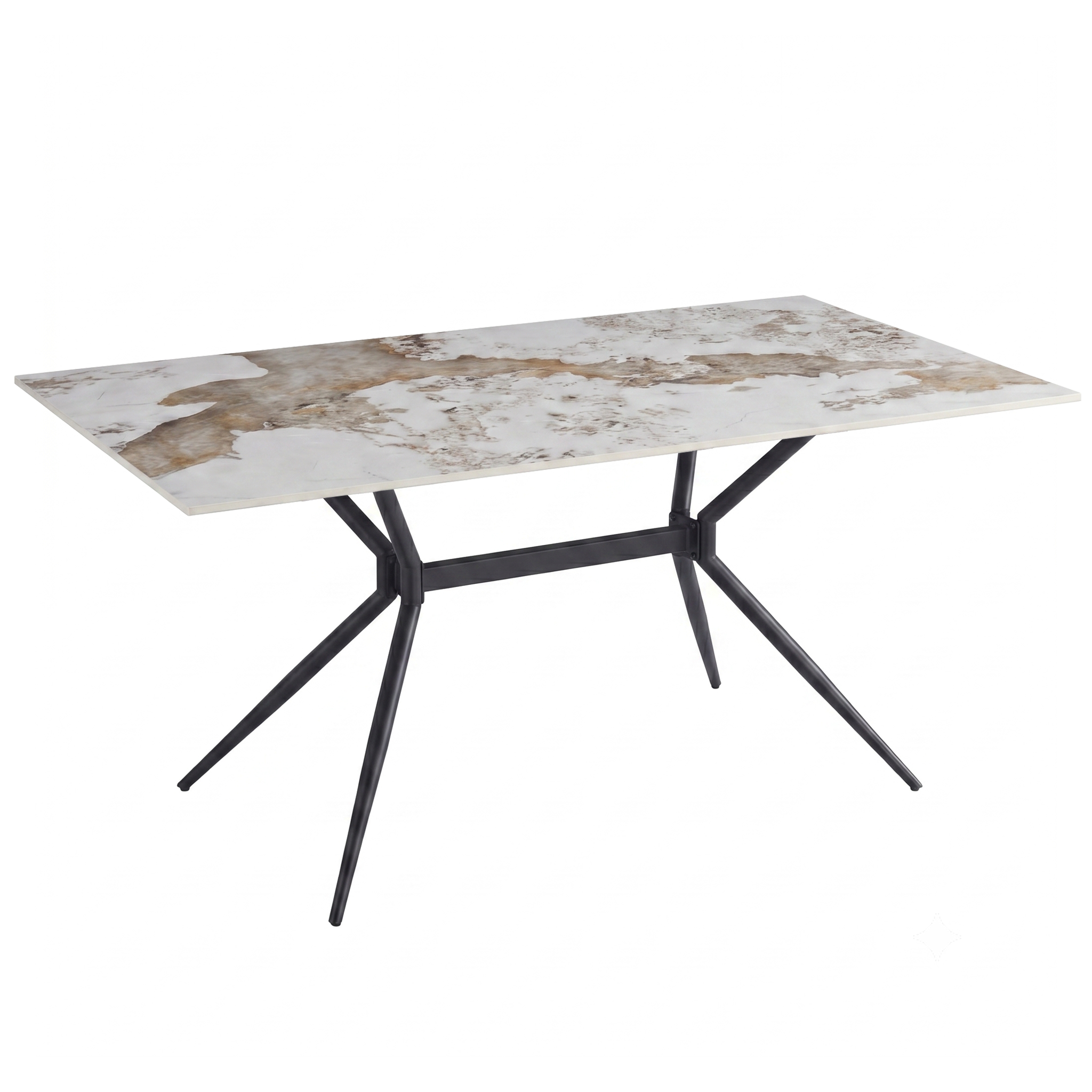 Elega Rectangular Dining Table with Sintered Stone Top and Black Steel Base