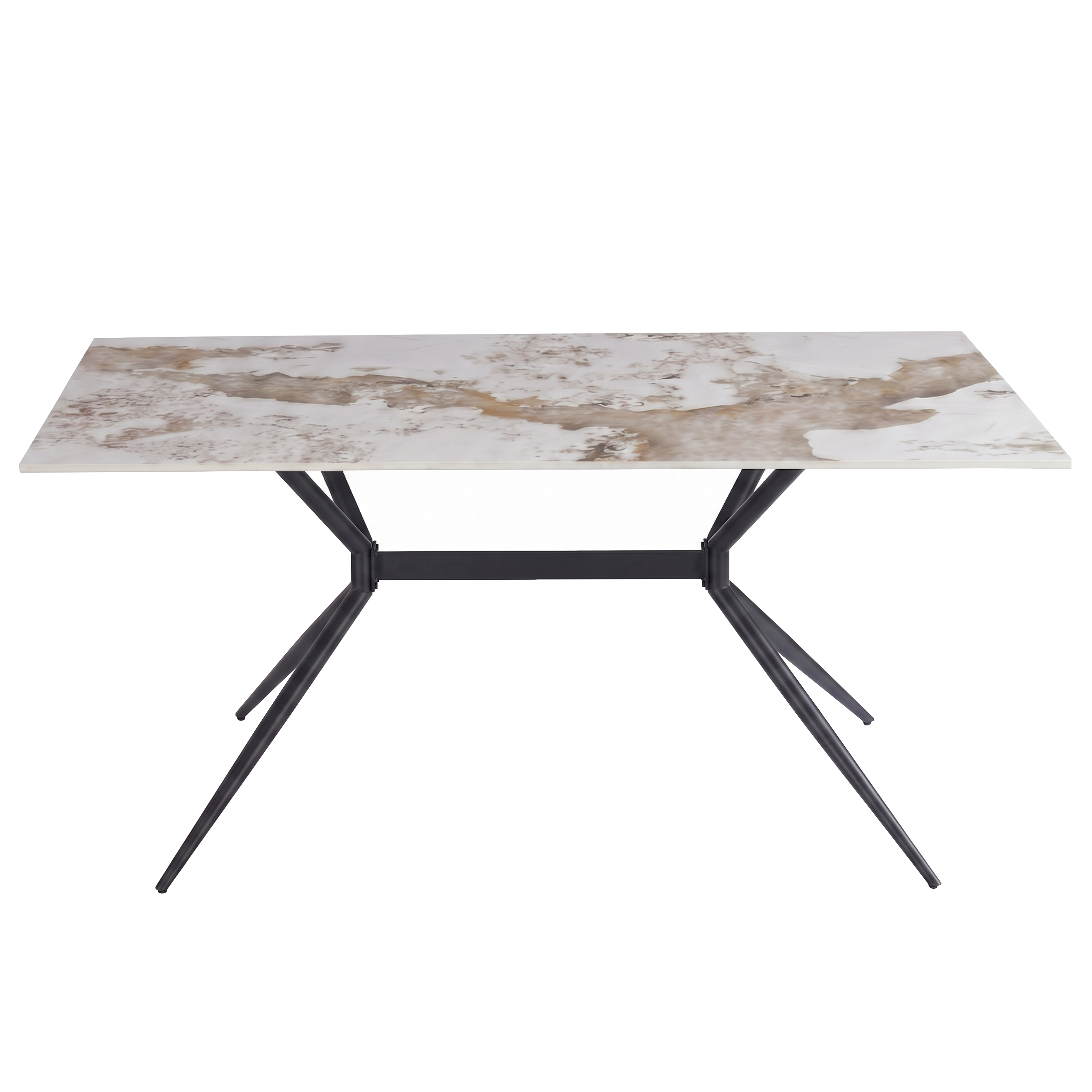 Elega Rectangular Dining Table with Sintered Stone Top and Black Steel Base