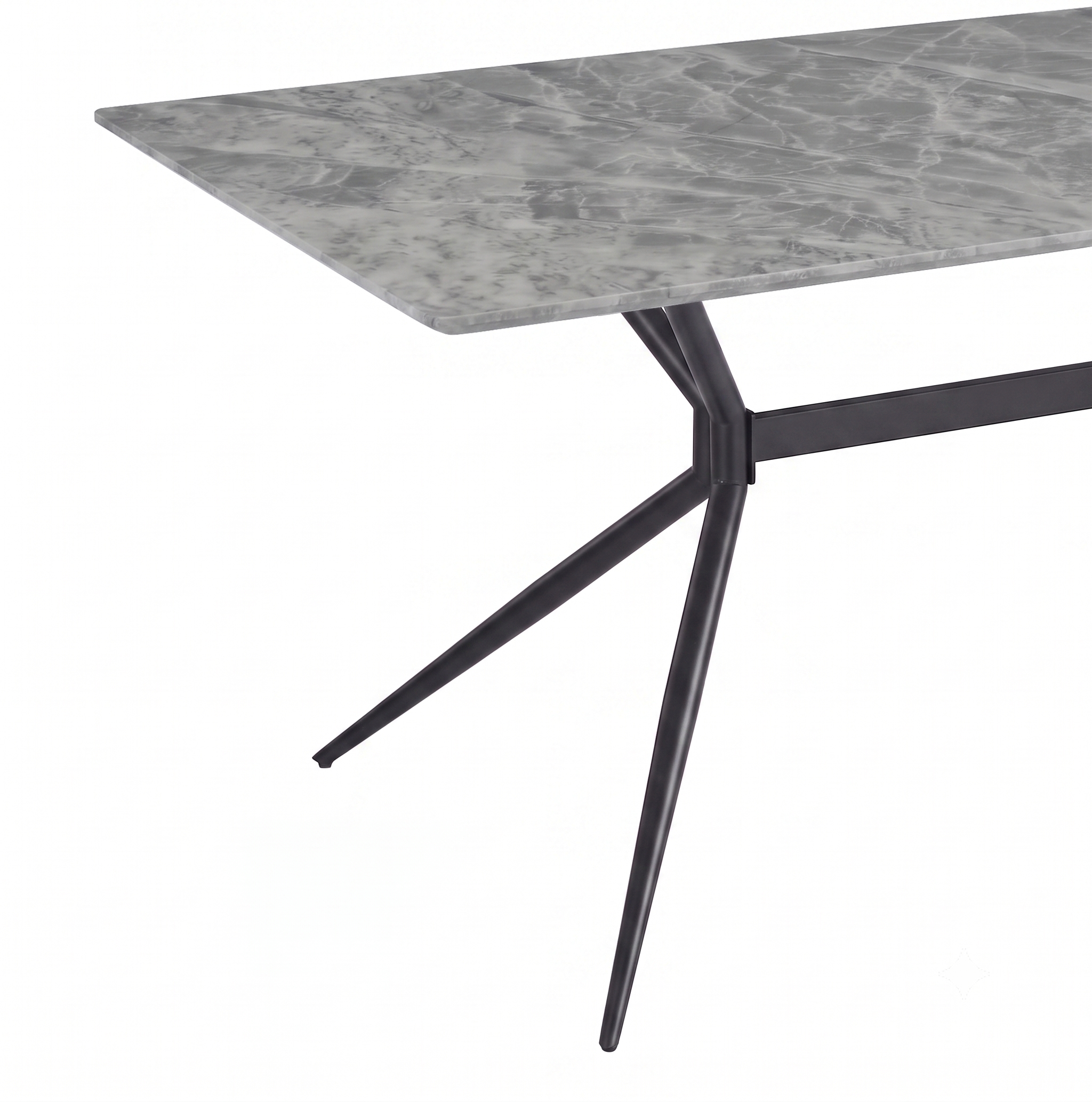 Elega Rectangular Dining Table with Sintered Stone Top and Black Steel Base