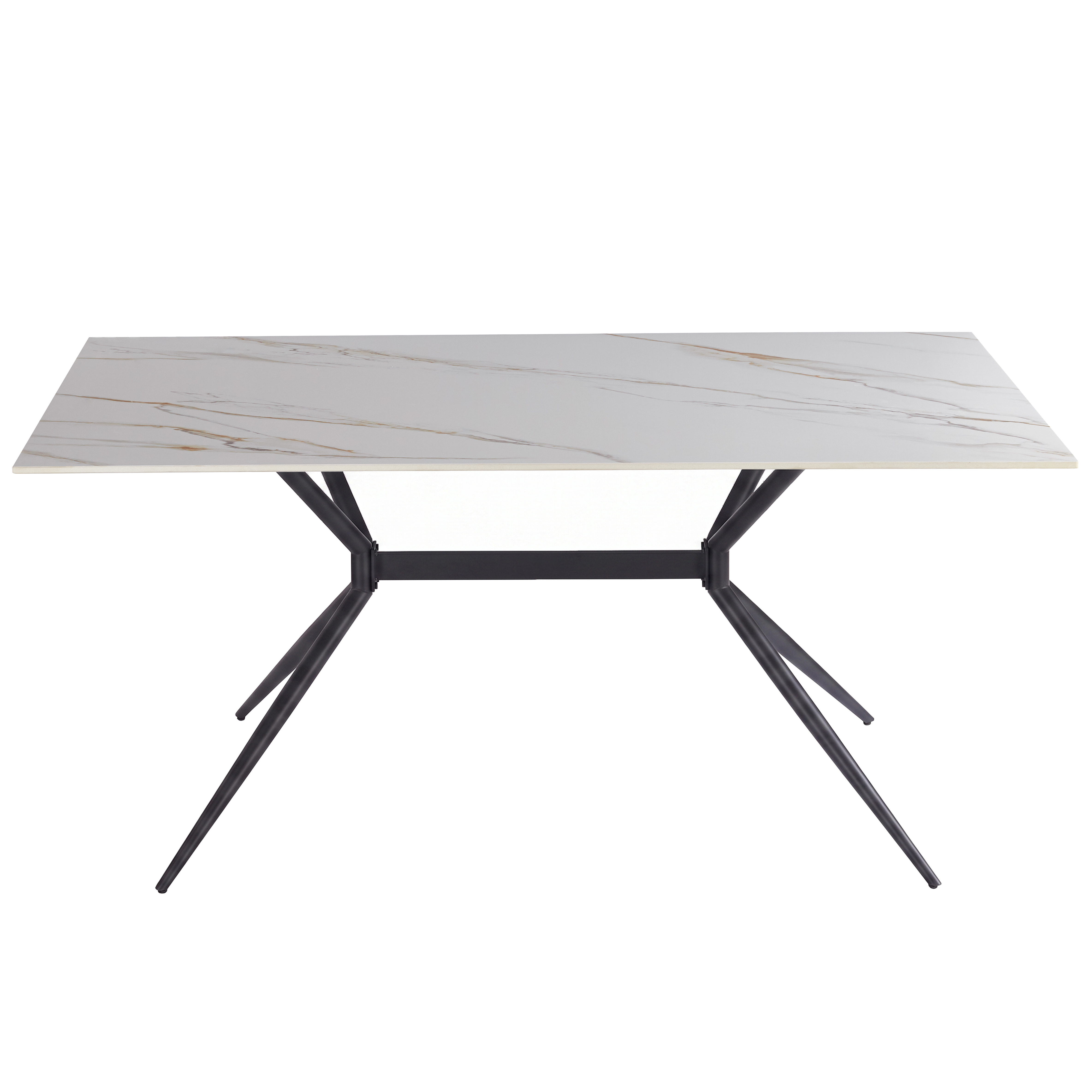 Elega Rectangular Dining Table with Sintered Stone Top and Black Steel Base