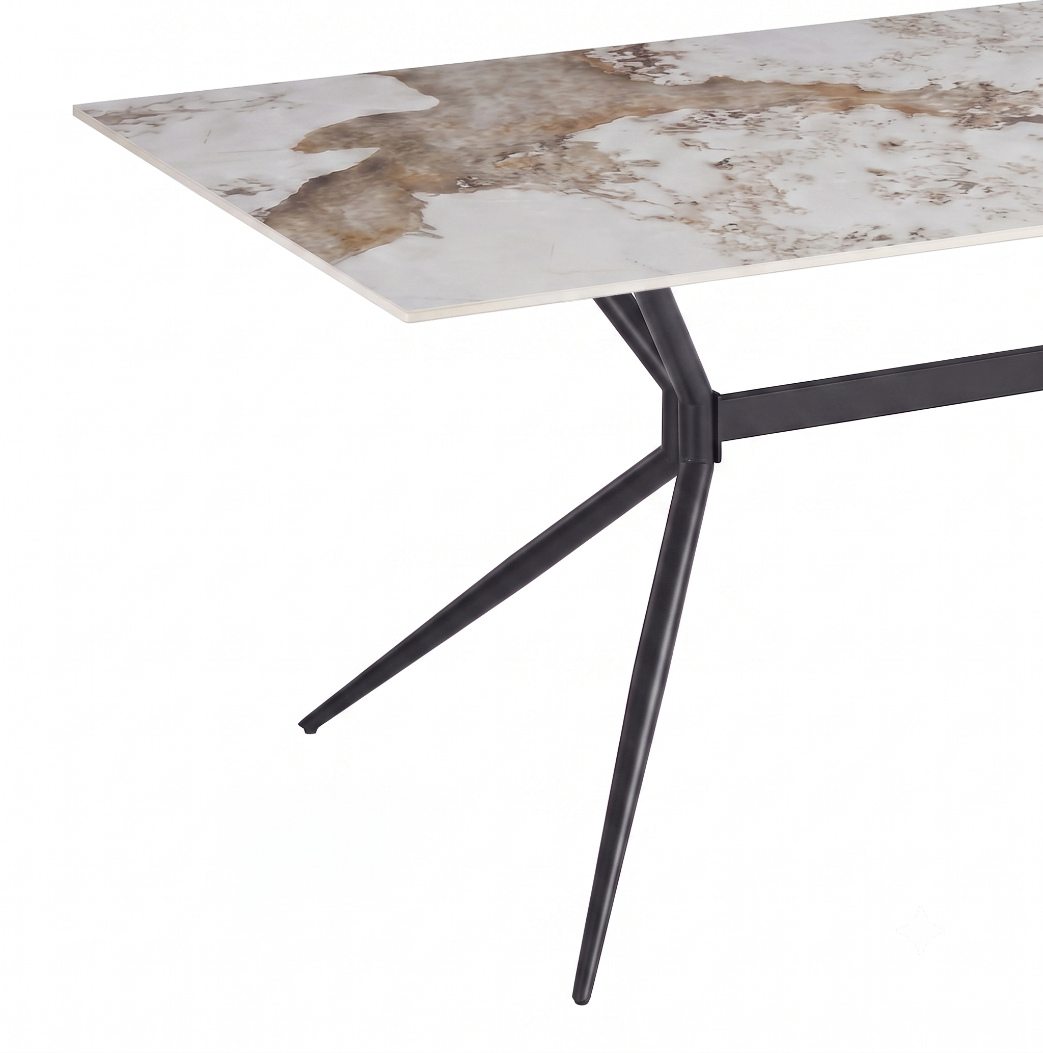 Elega Rectangular Dining Table with Sintered Stone Top and Black Steel Base