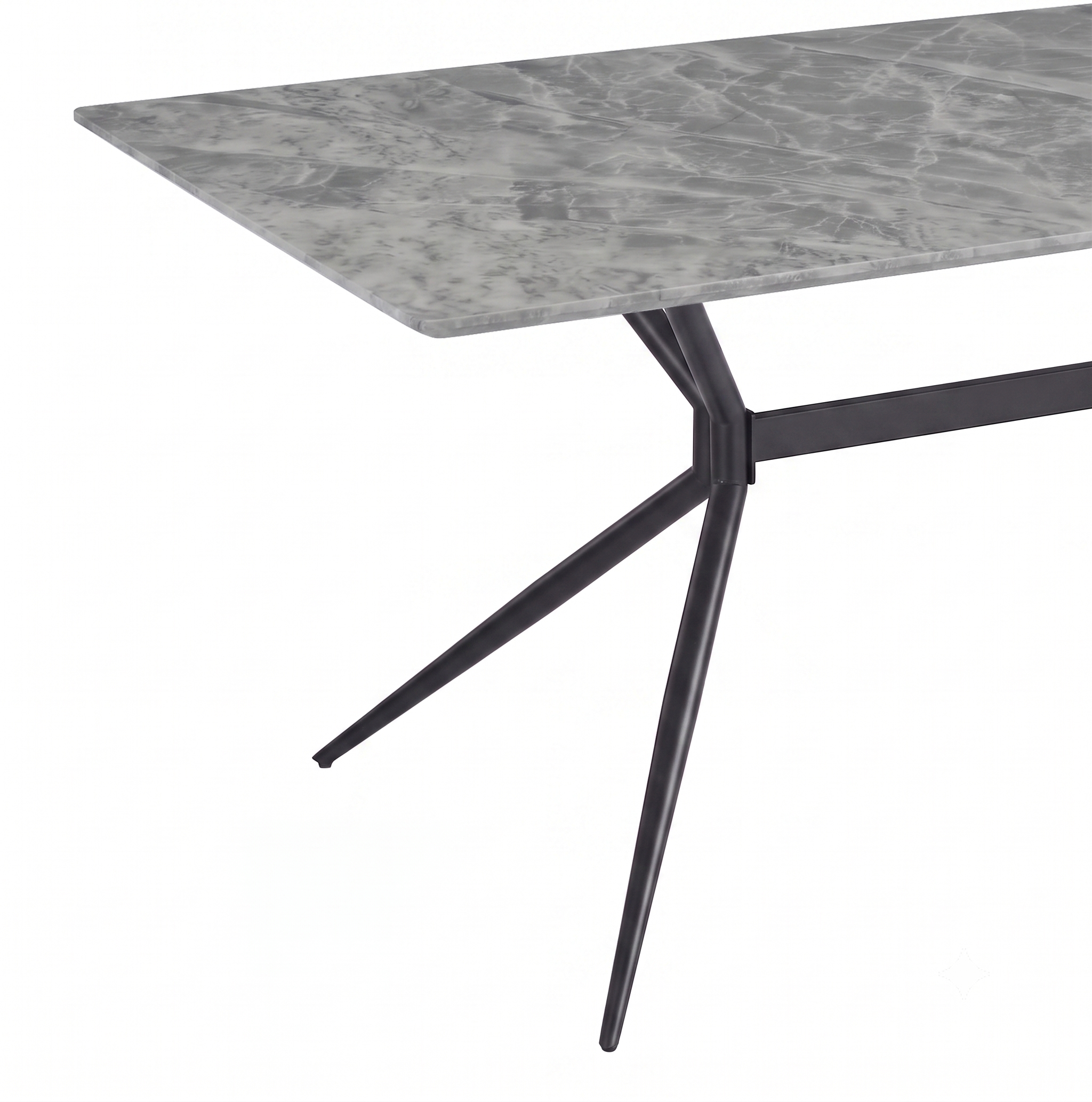Elega Rectangular Dining Table with Sintered Stone Top and Black Steel Base