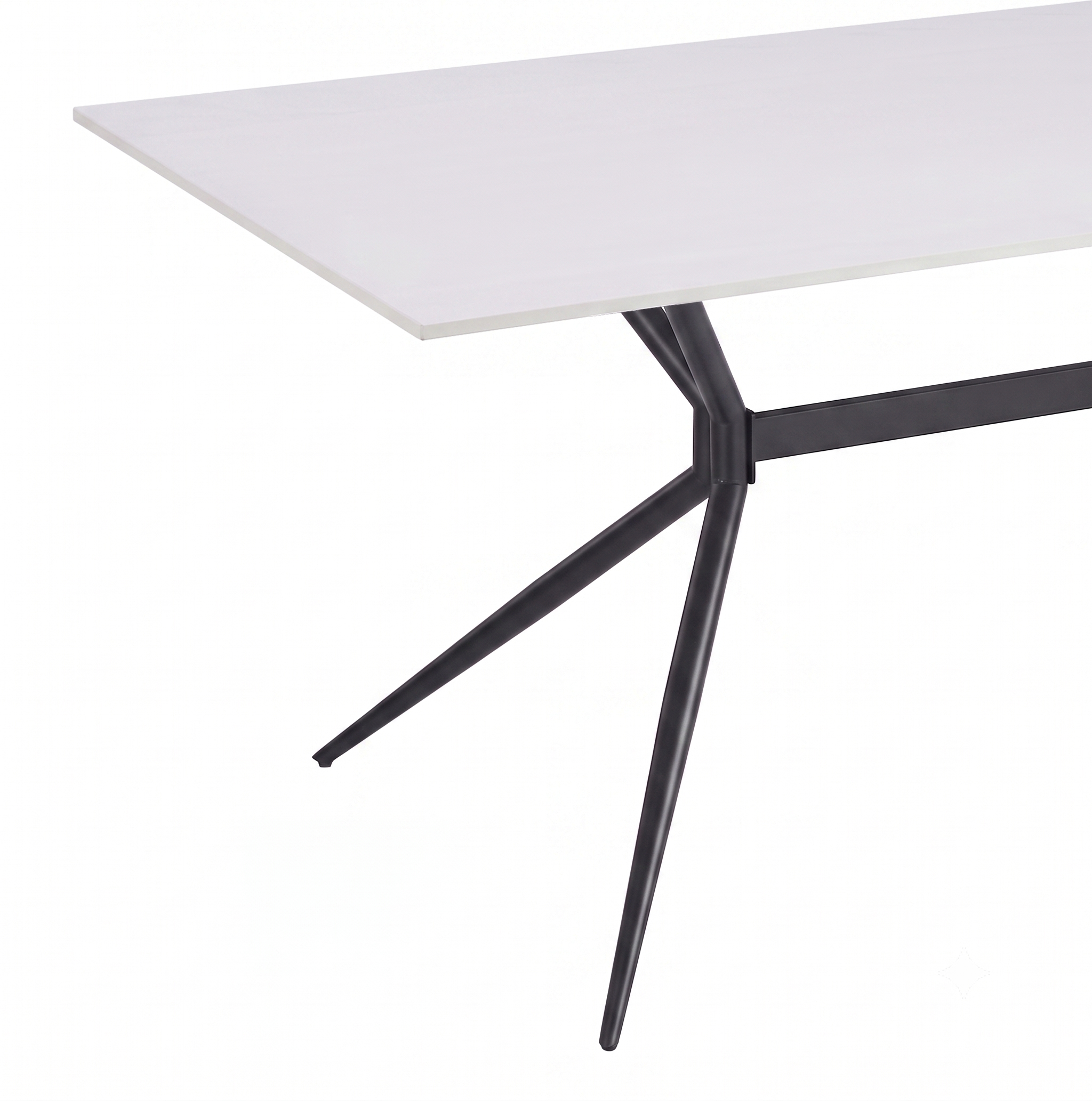 Elega Rectangular Dining Table with Sintered Stone Top and Black Steel Base