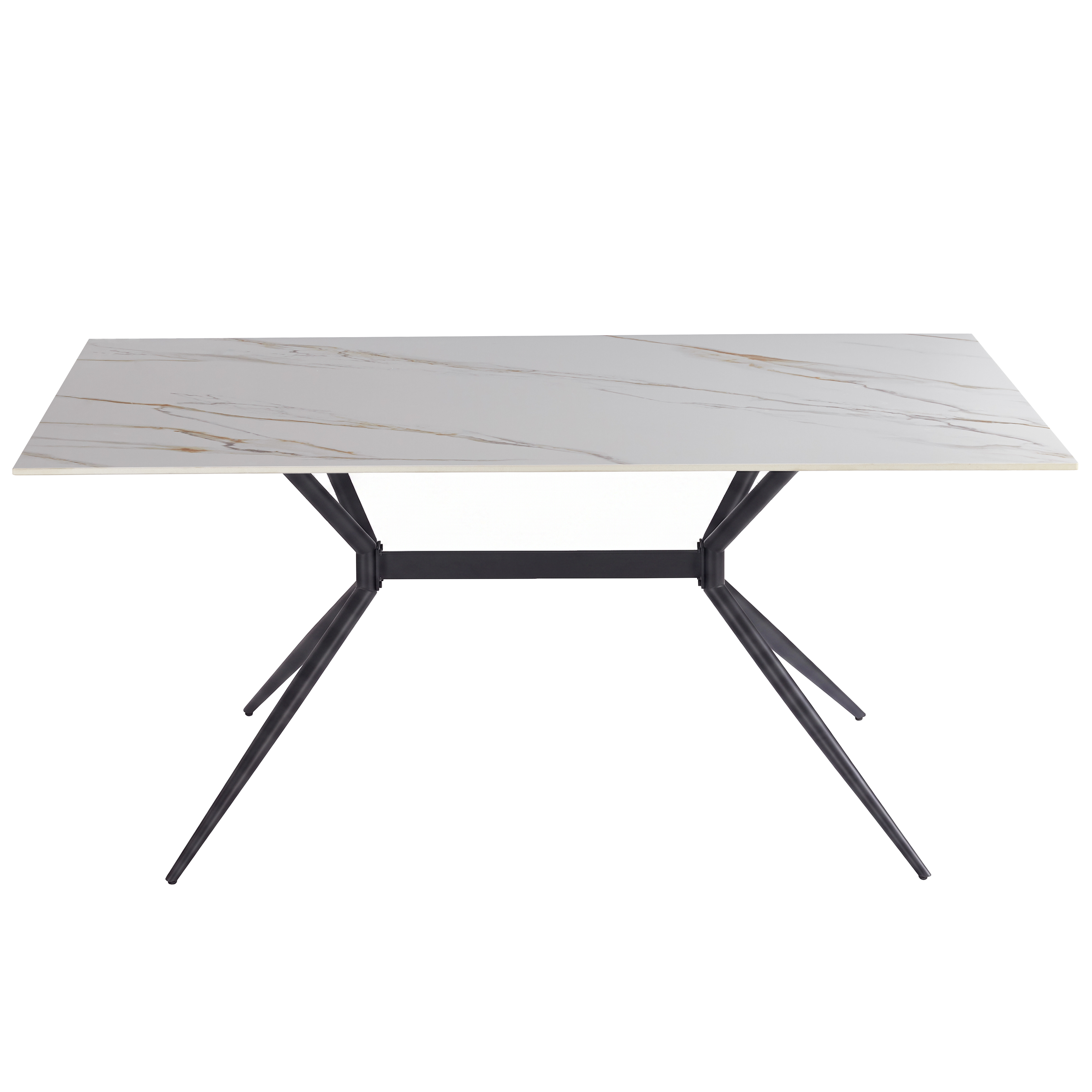 Elega Rectangular Dining Table with Sintered Stone Top and Black Steel Base
