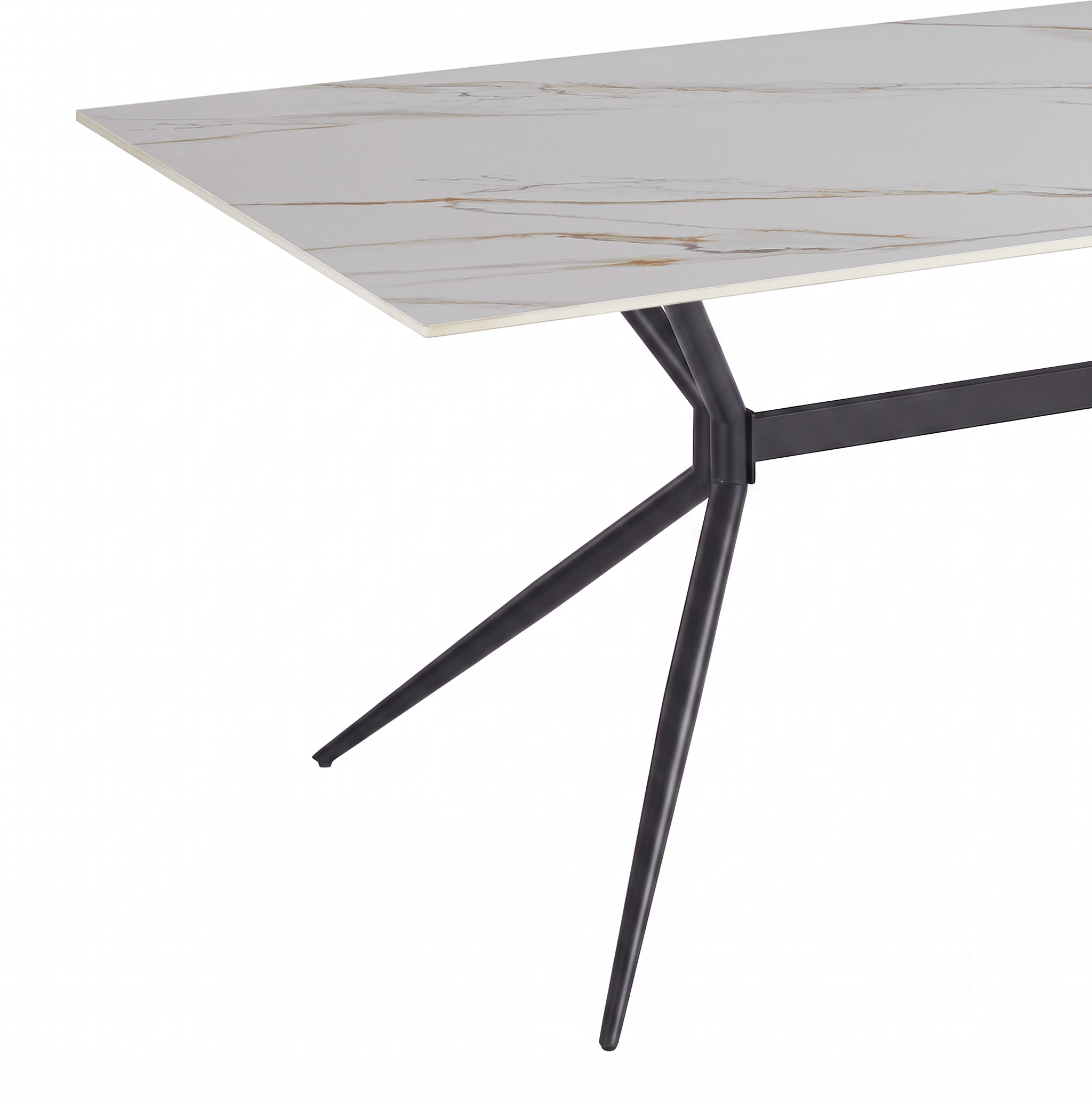 Elega Rectangular Dining Table with Sintered Stone Top and Black Steel Base