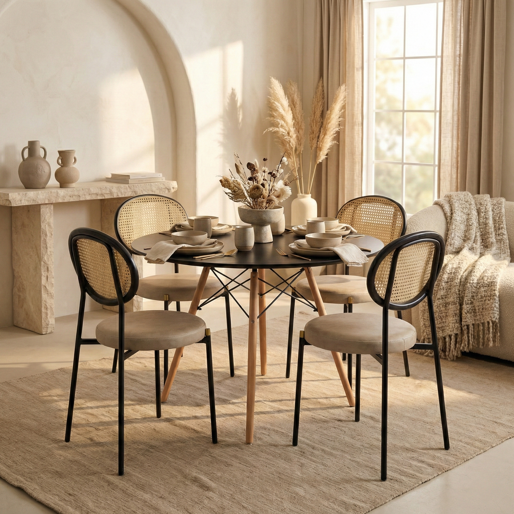 Dover 5-Piece Dining Set with MDF Top Dining Table and 4 Velvet Dining Chairs