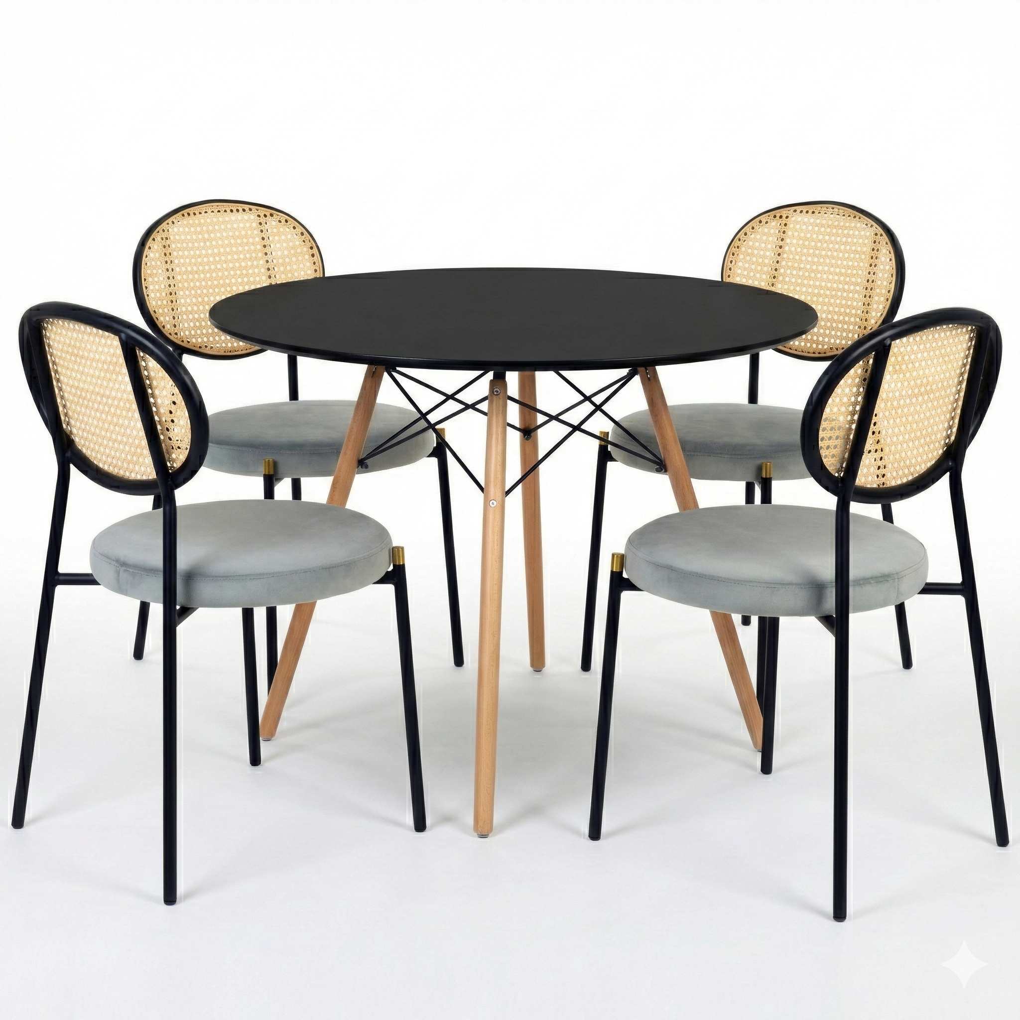 Dover 5-Piece Dining Set with MDF Top Dining Table and 4 Velvet Dining Chairs