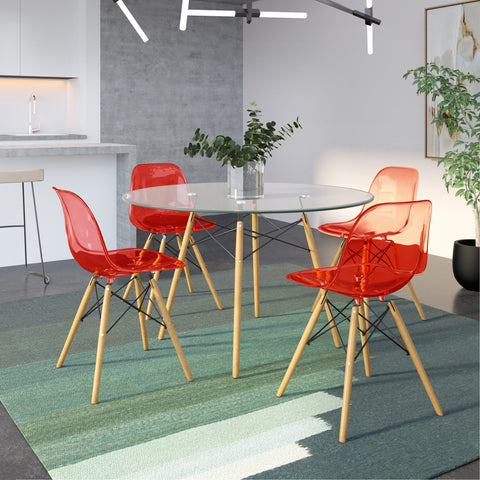 Dover Modern 5-Piece Dining Set with 4 Plastic Chairs