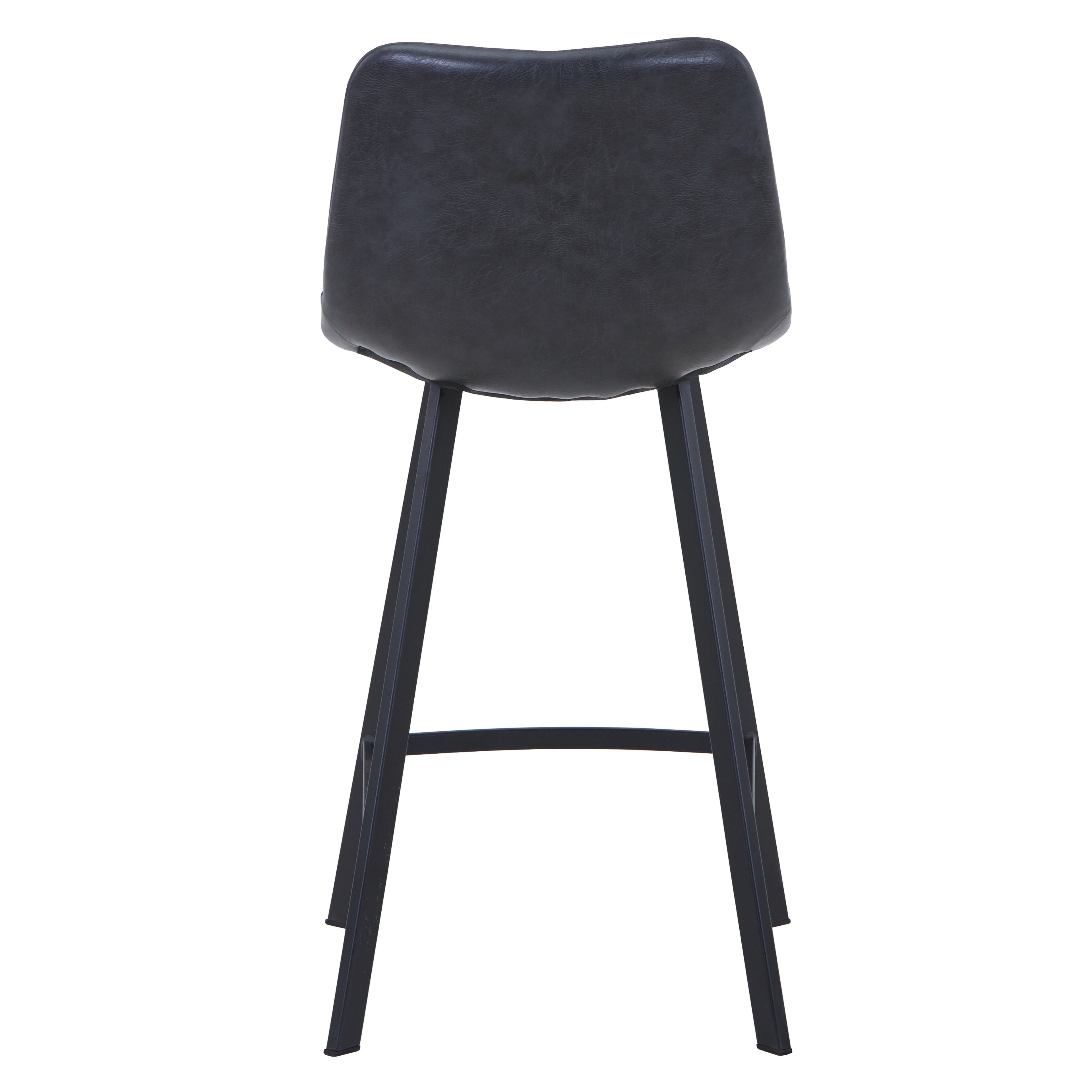 Elland Modern Upholstered Leather Bar Stool With Black/White Iron Legs & Footrest