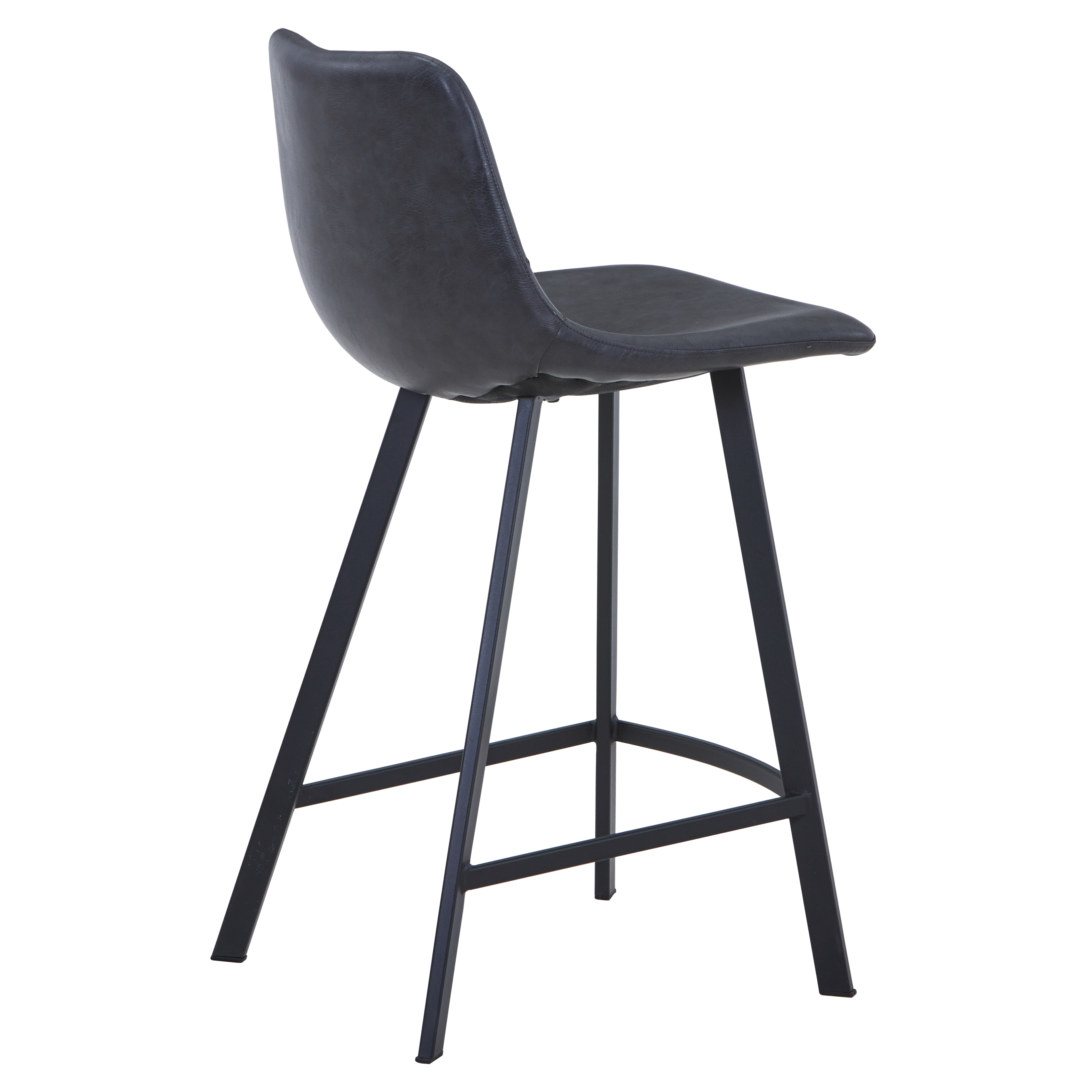 Elland Modern Upholstered Leather Bar Stool With Black/White Iron Legs & Footrest
