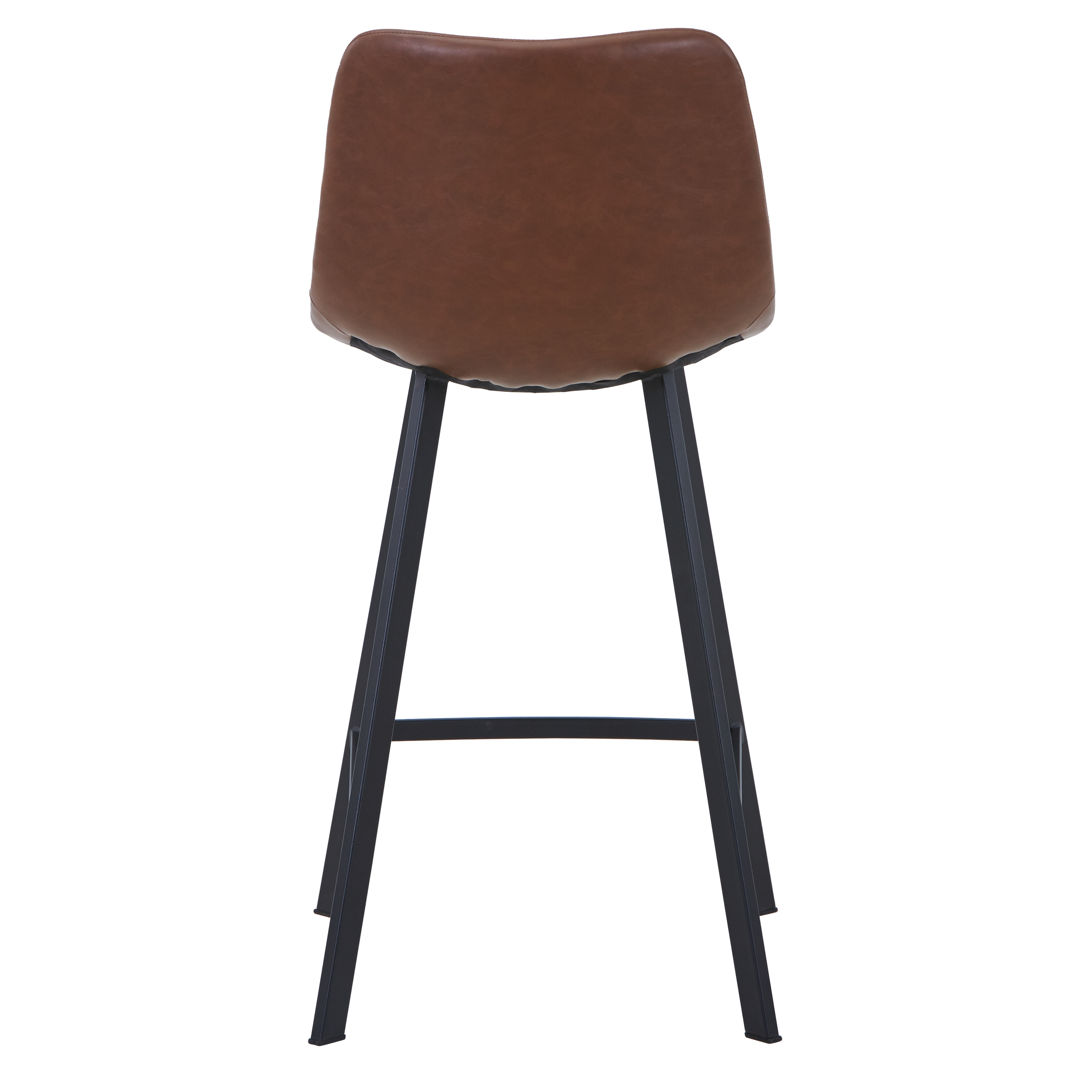 Elland Modern Upholstered Leather Bar Stool With Black/White Iron Legs & Footrest