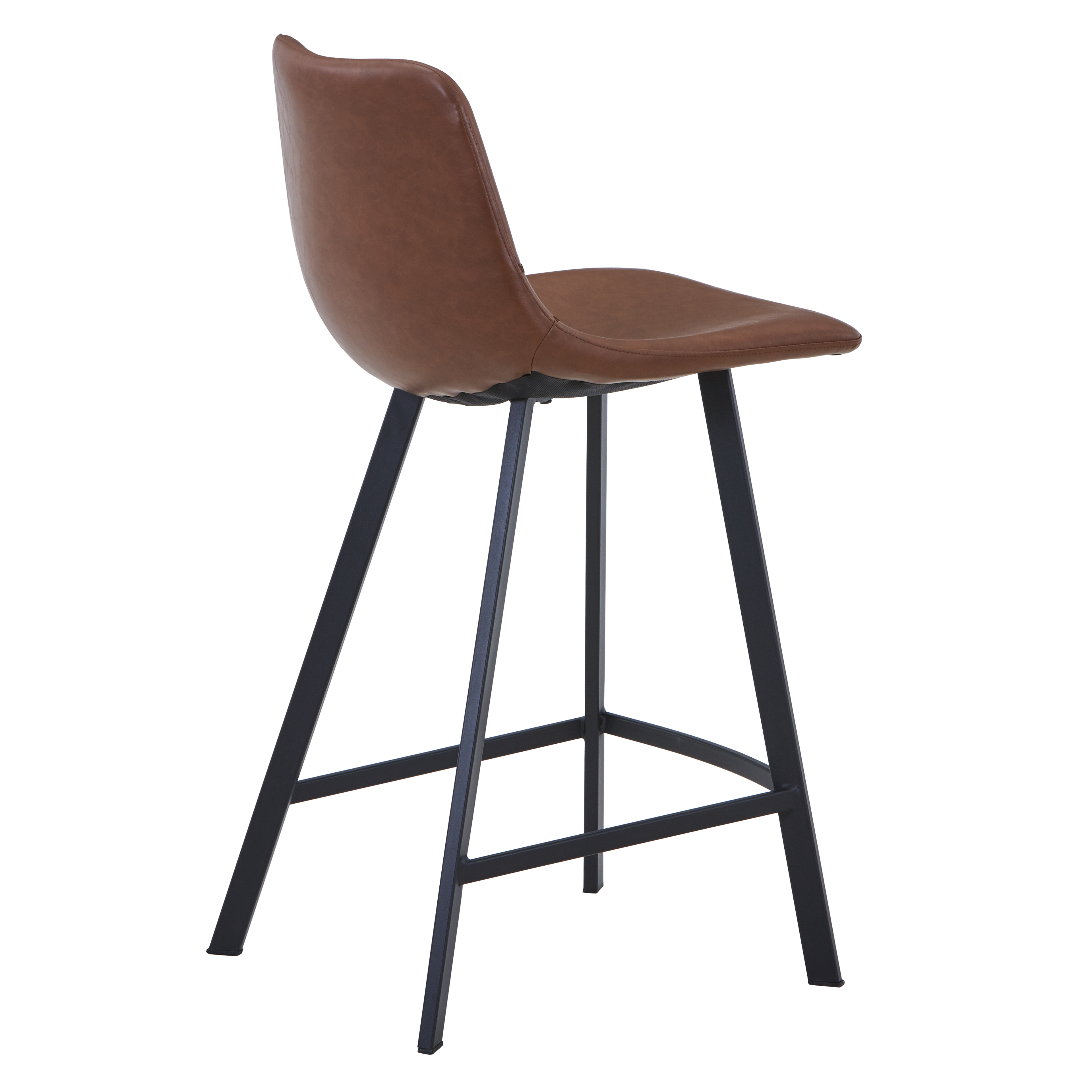 Elland Modern Upholstered Leather Bar Stool With Black/White Iron Legs & Footrest