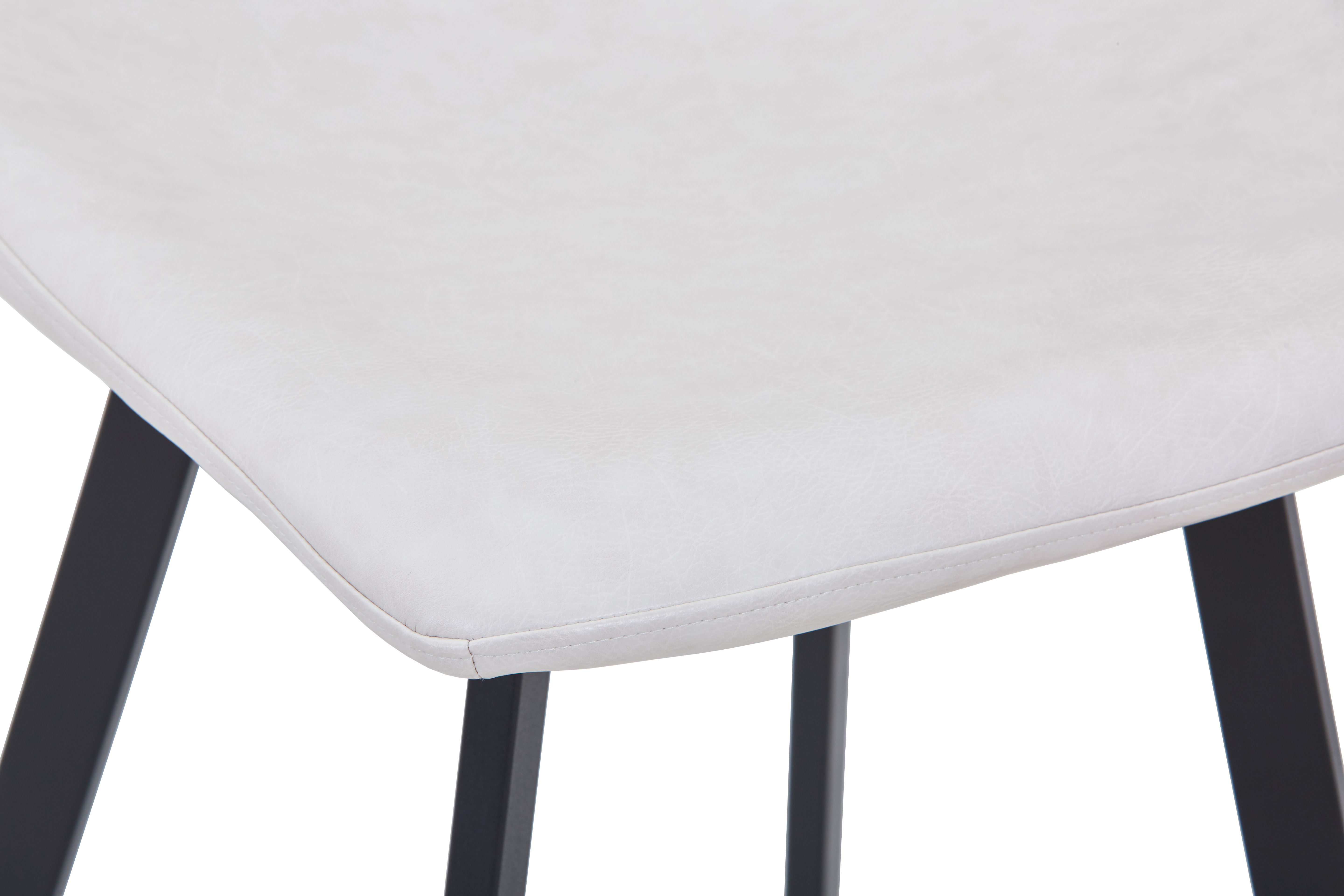 Elland Modern Upholstered Leather Bar Stool With Black/White Iron Legs & Footrest