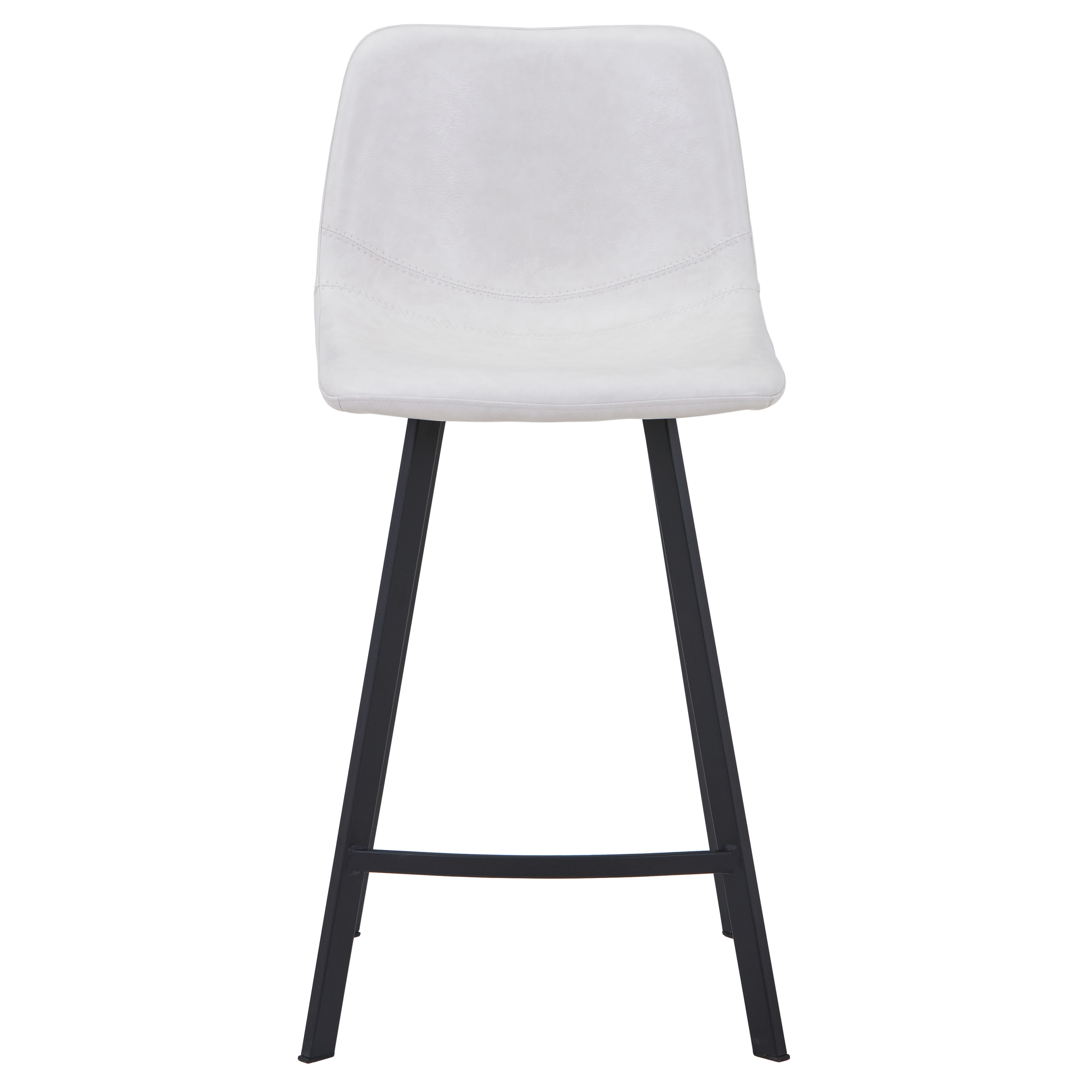 Elland Modern Upholstered Leather Bar Stool With Black/White Iron Legs & Footrest